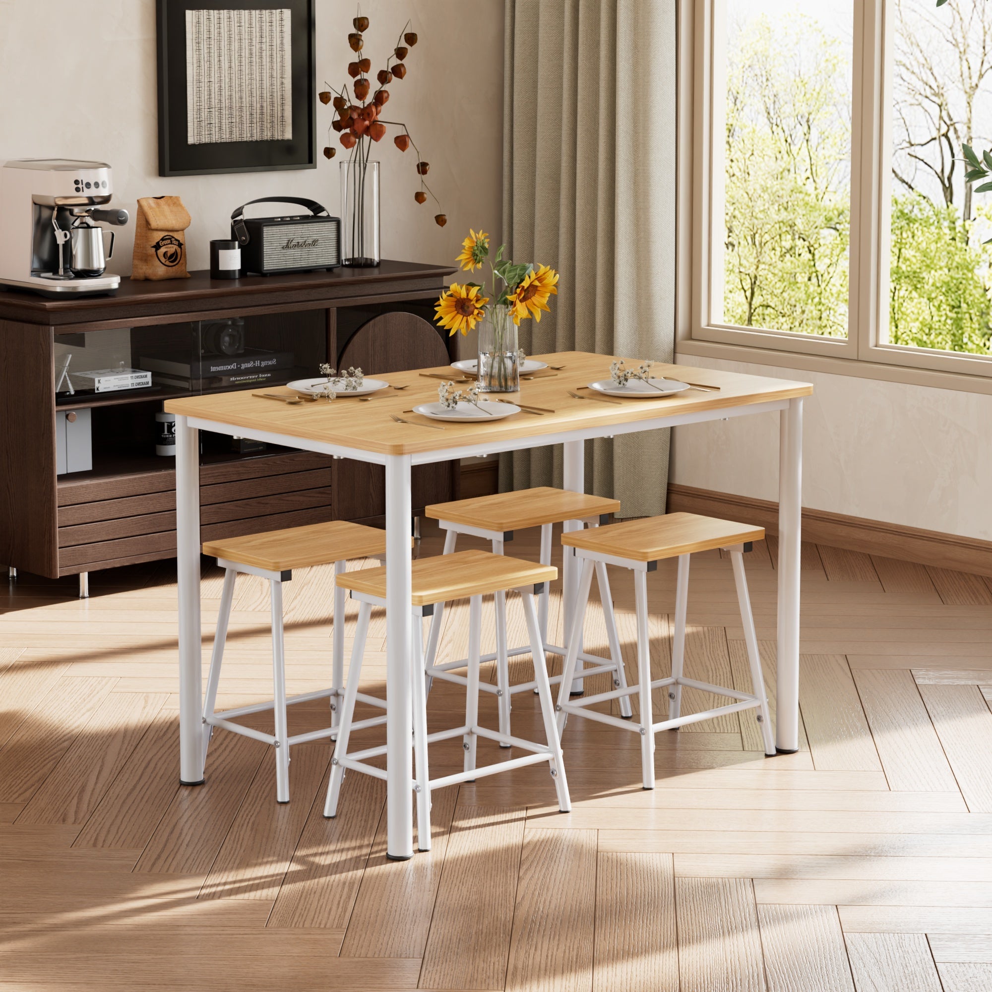 Vecelo LOE-JYX-TC14-OAK Dining-Sets - View #2