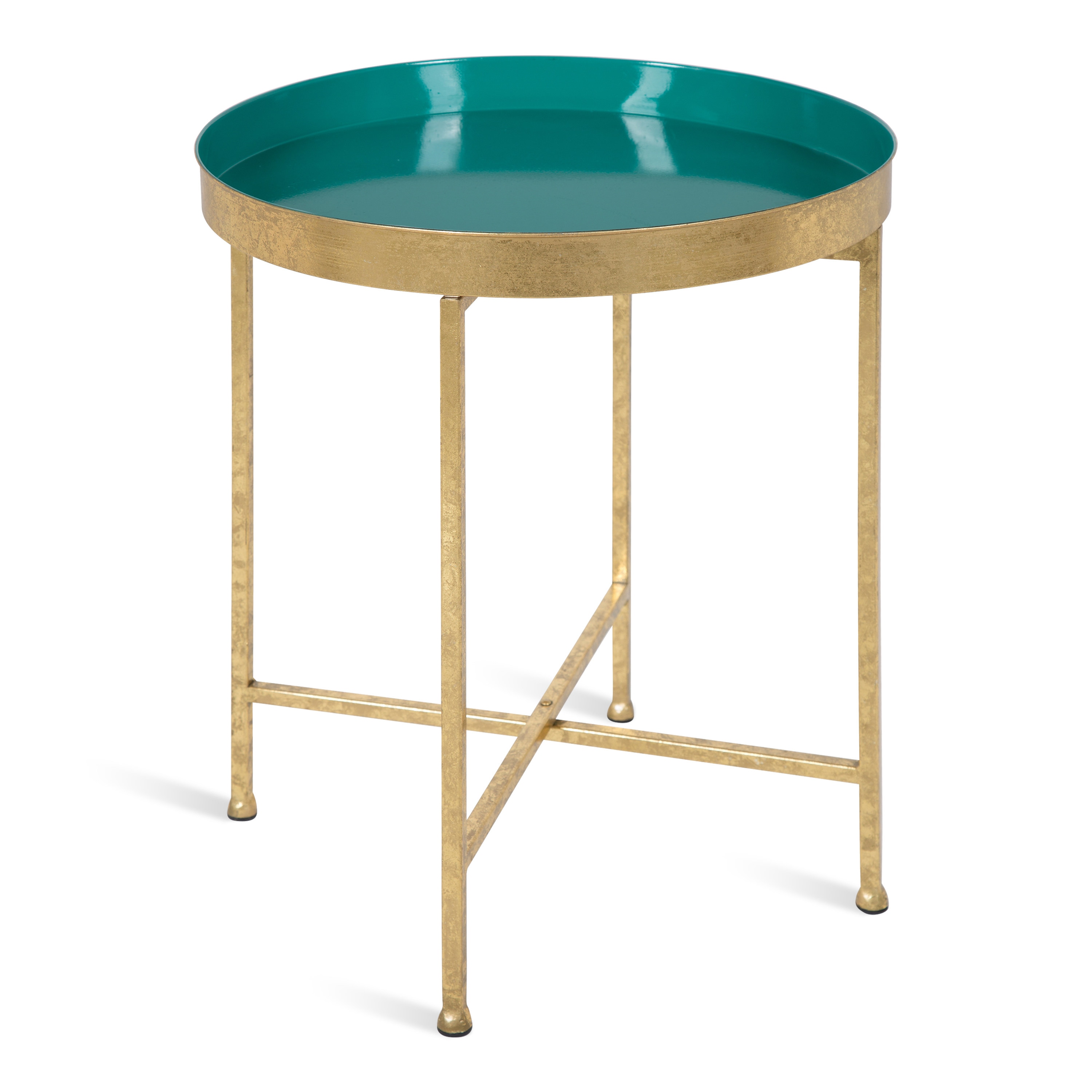 Kate and Laurel 214607 Celia 18.25-in W x 22.00-in H Gold Metal Round Glam End Table