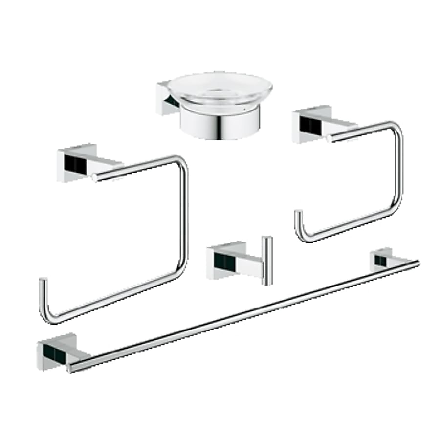 GROHE 4-Piece Essentials Chrome Decorative Bathroom Hardware Set GROHE 4-Piece Essentials Chrome Decorative Bathroom Hardware Set
