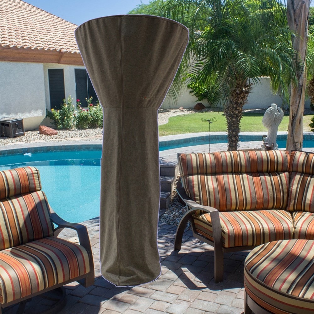 Tan Weather-Resistant Tall Patio Heater Cover with Zipper