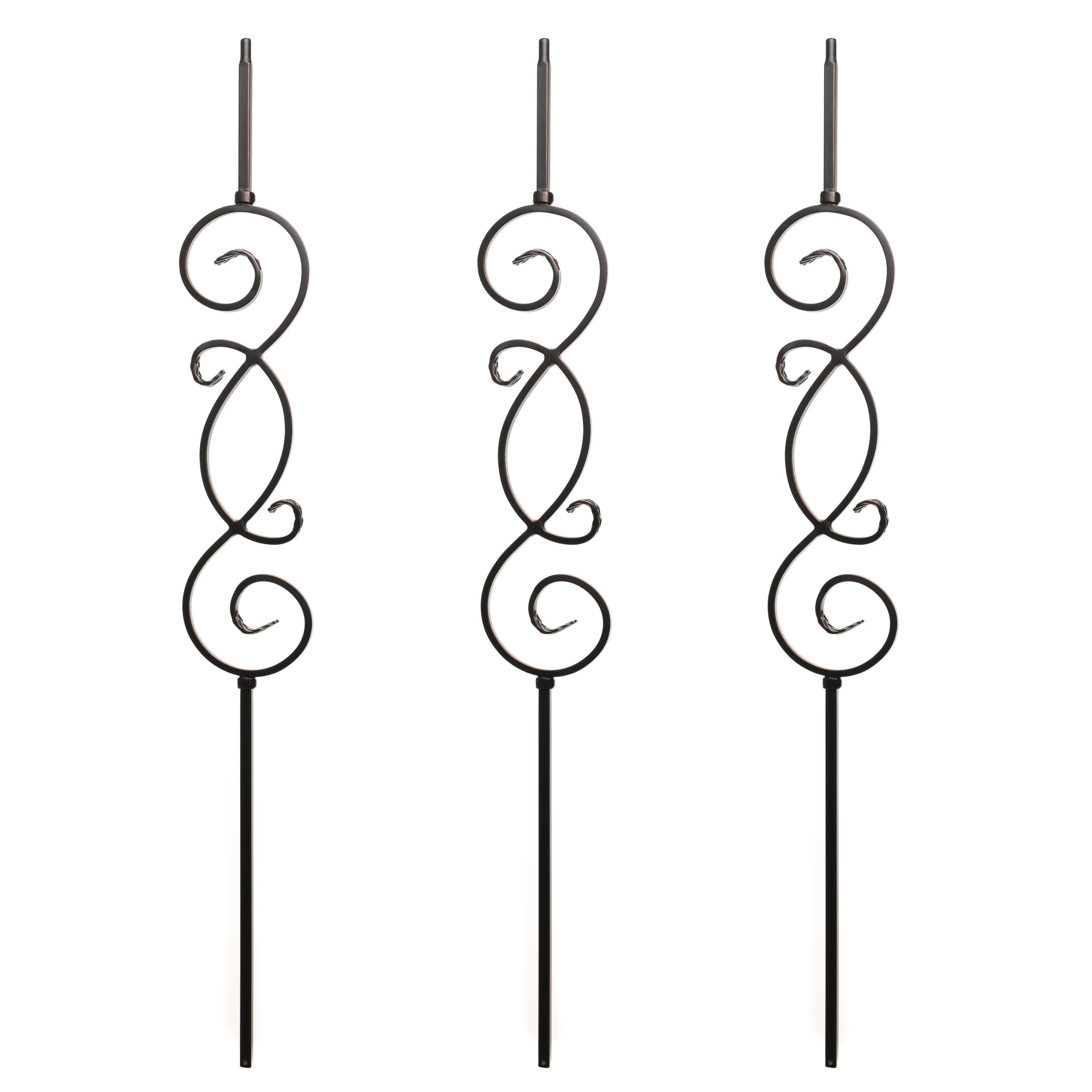 Reliabilt 43 In X 05 In Rubbed Copper Wrought Iron Scroll Stair Baluster 3 Pack In The Stair 5872