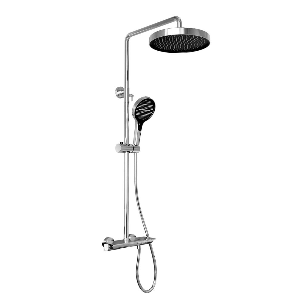MODLAND Shower Head 3-Spray Wall Mounting All-In-One Kit Fixed and Handheld Shower Head in Chrome