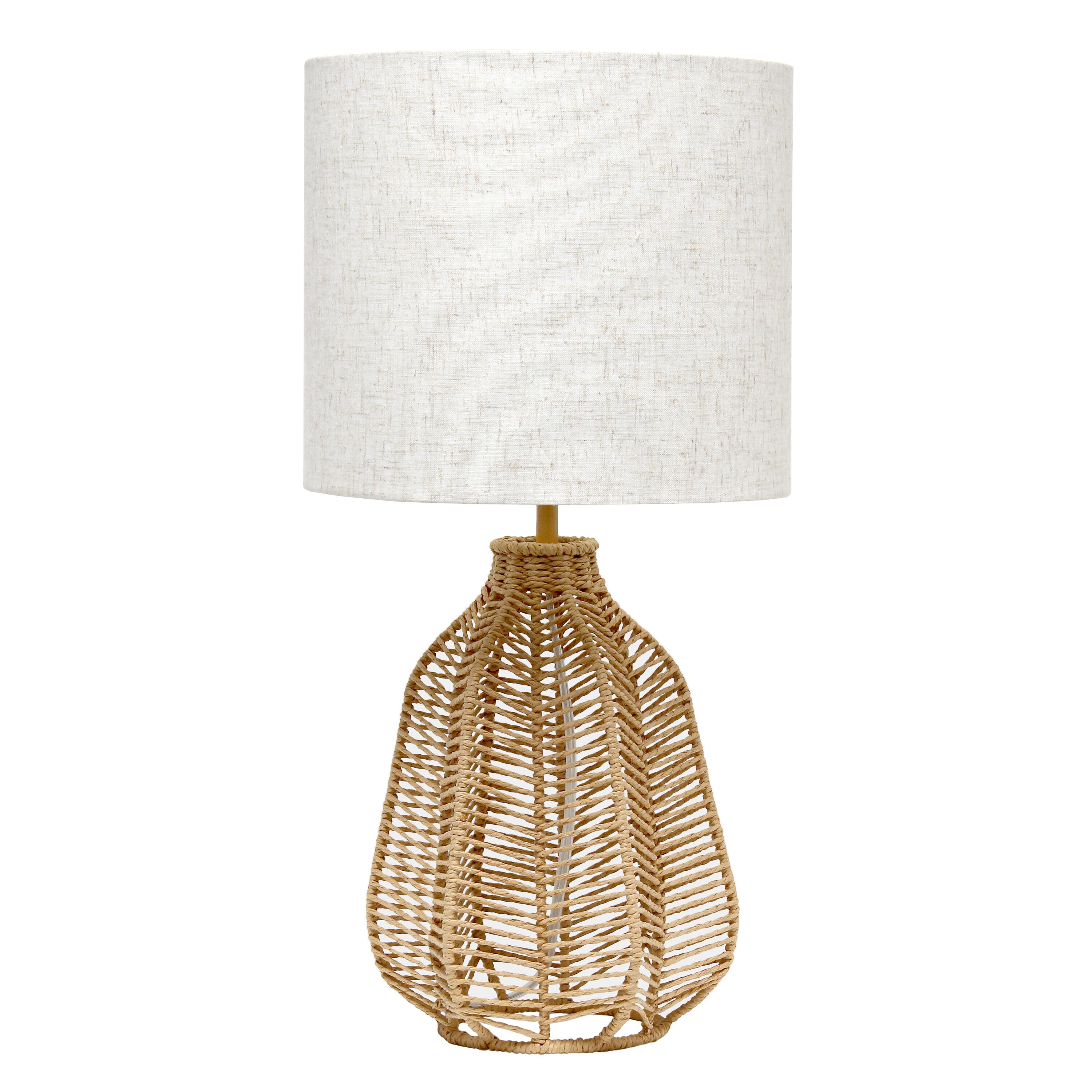 Lalia Home LHT-4017-NA Organix 21-in Natural Rotary socket Table Lamp with Linen Shade