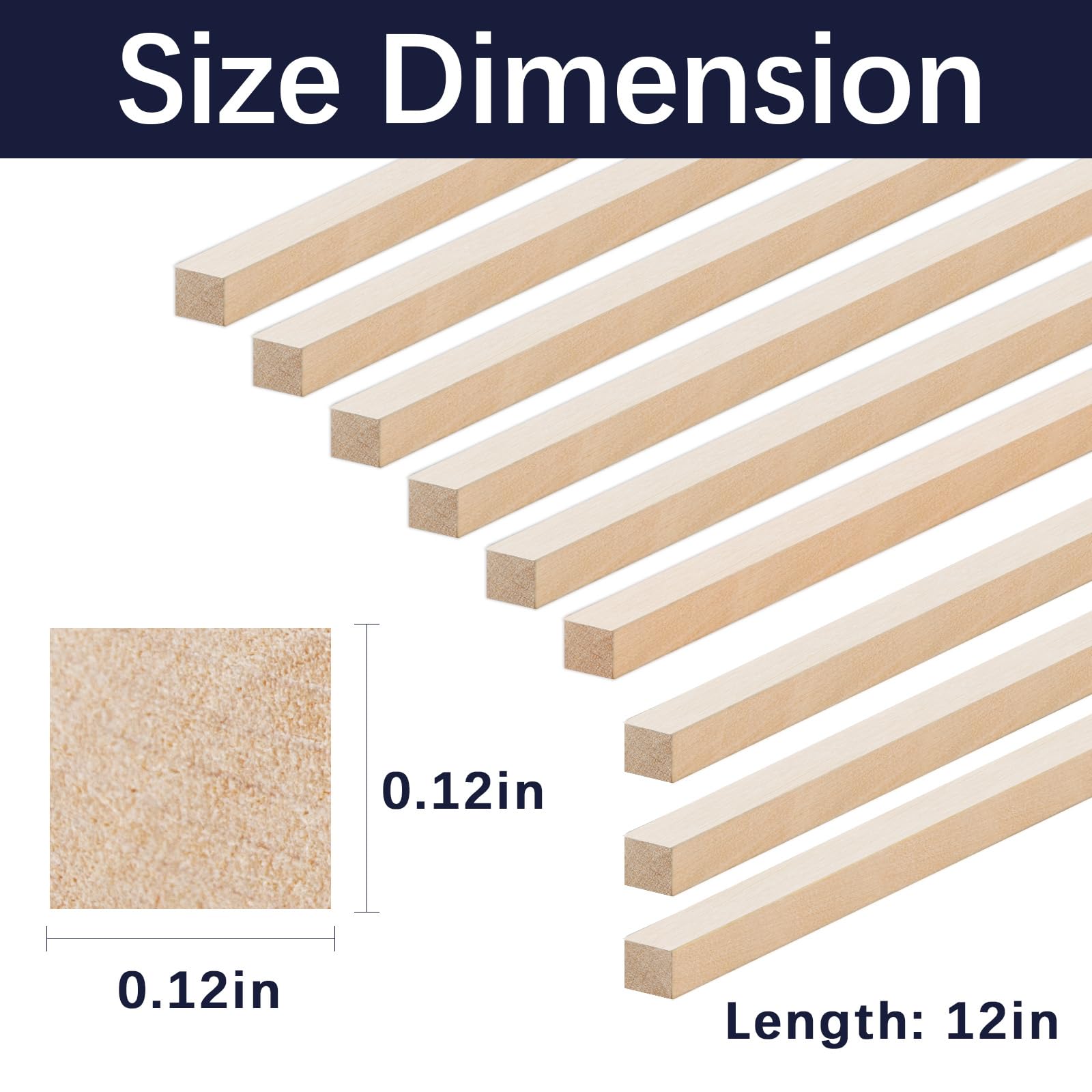 Aoibox 300 Pack Unfinished Balsa Wood Square Dowel Rods 1 8 x 1 8 x 12 ...