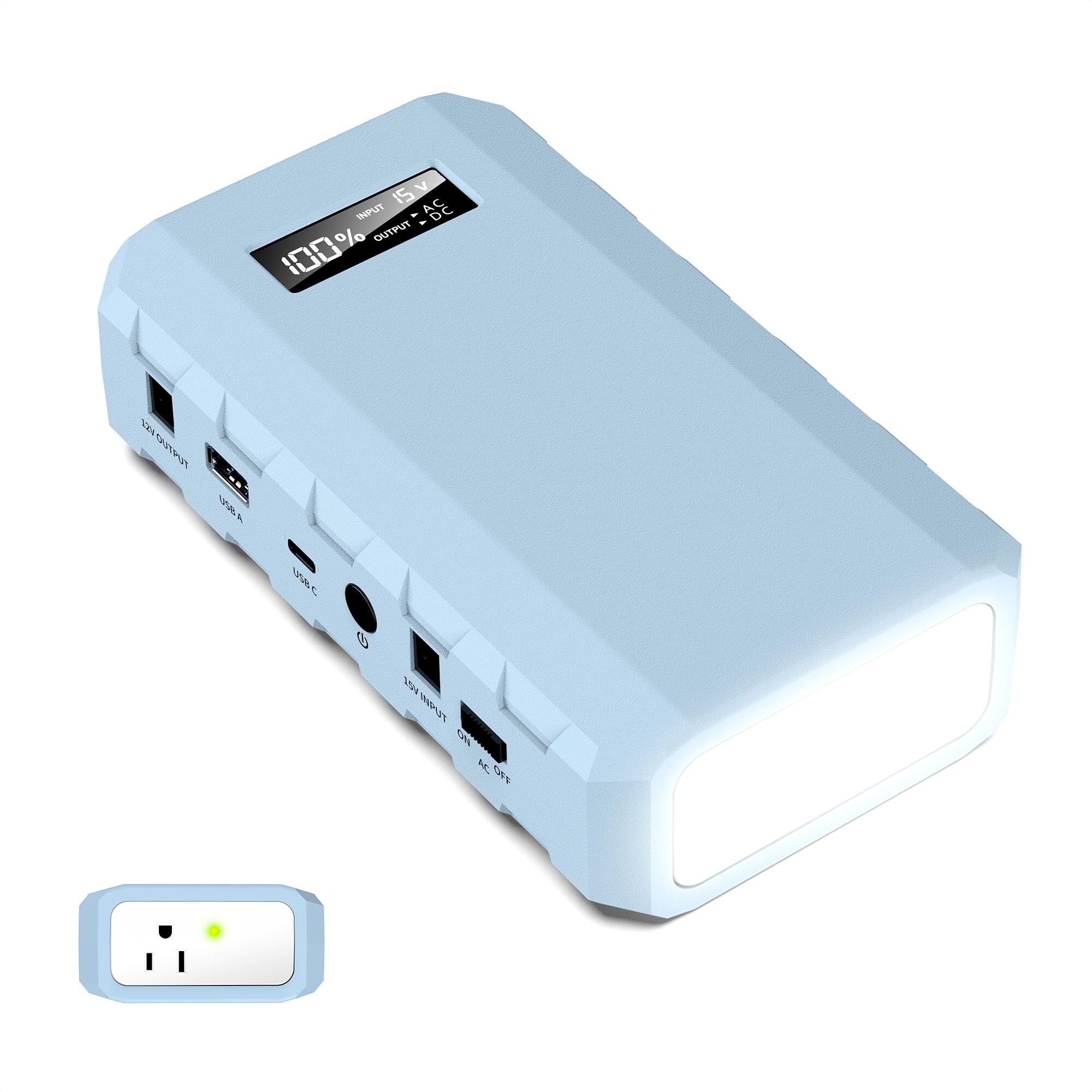Misopily  Portable Charger Power Bank with AC Outlet QC 3 USB USB C DC Output LED Display Flashlight for Laptop Tablet Smartphone Home Camping