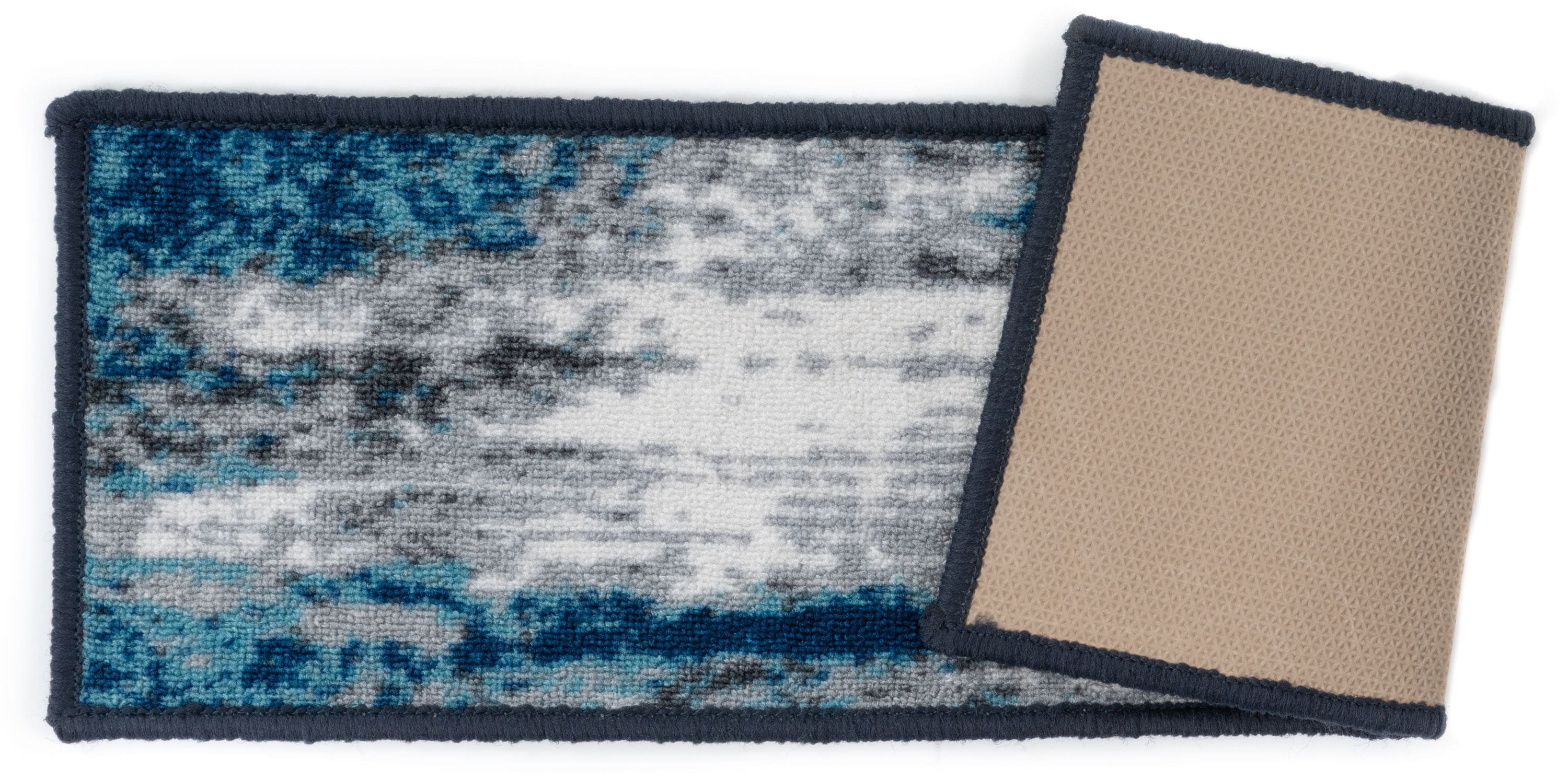 Blue and Gray Abstract Non-Slip Stair Treads Set of 4