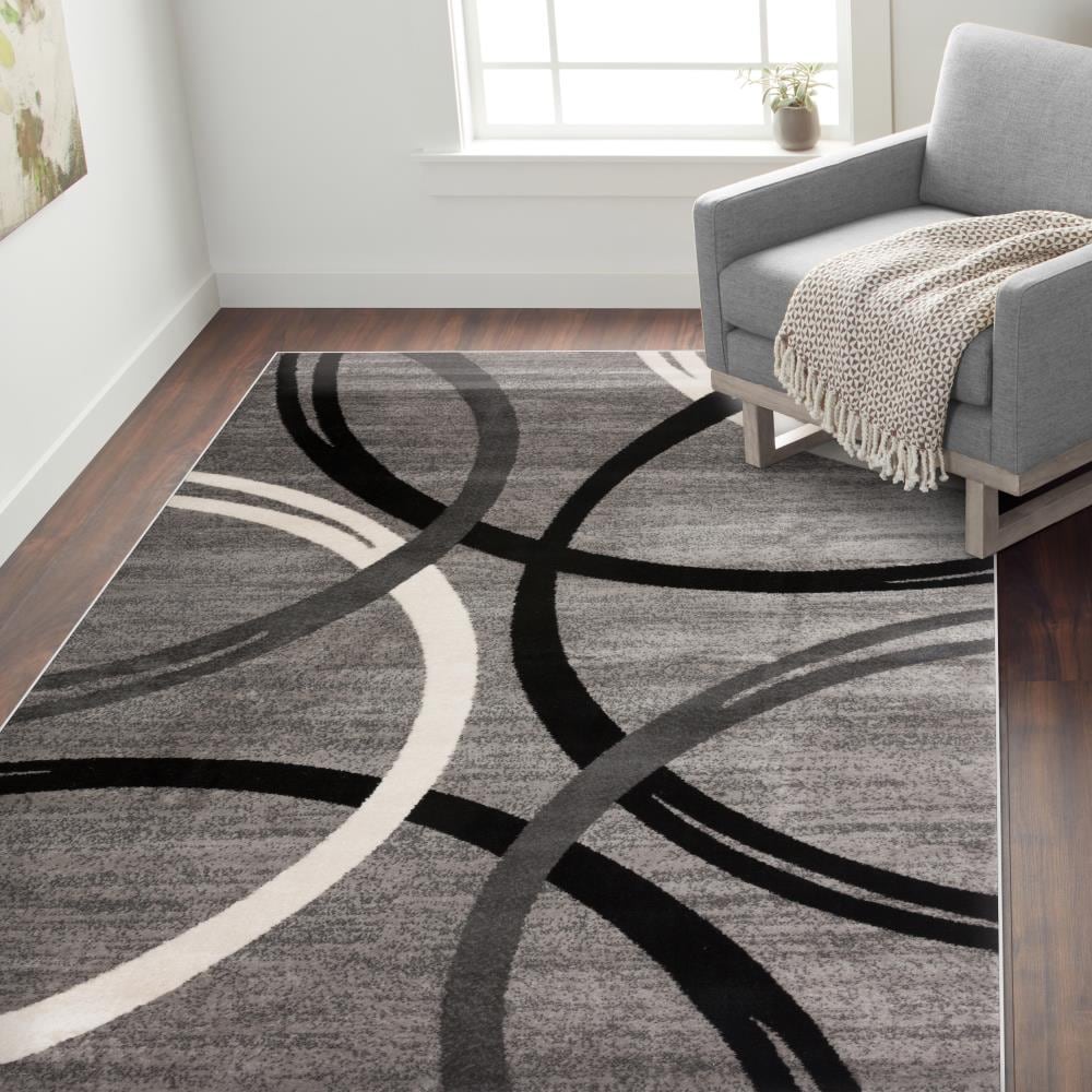World Rug Gallery 377GRAY3X5 Princeton 3 x 5 (ft) Loomed Polypropylene Gray Rectangular Indoor Abstract Mid-Century Modern Area rug