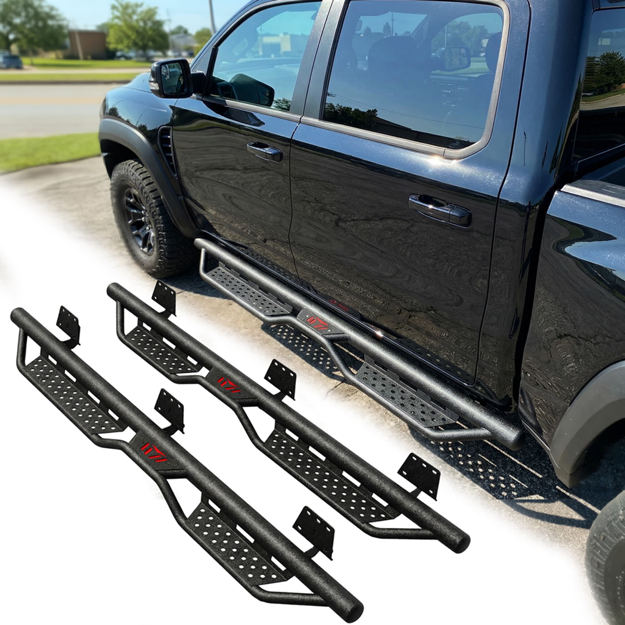 LUXEYARD Running Boards Compatible with 2019-2026 Dodge Ram 1500 New Body Crew Cab 6 inch Two-Stair Side Steps Nerf Bars (Excl 19-26 1500 Classic)
