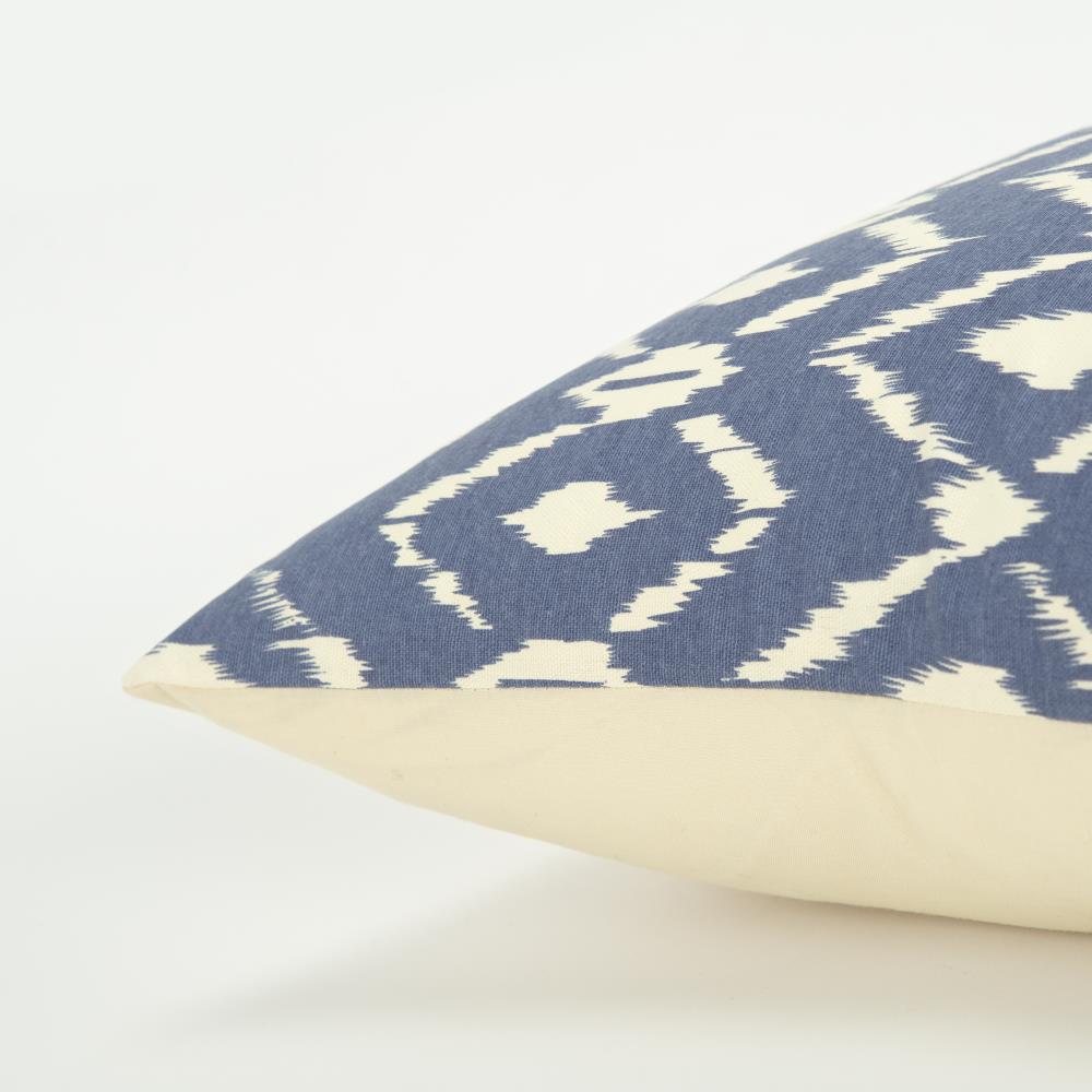 Medium Blue and Ivory Ikat Square Throw Pillow