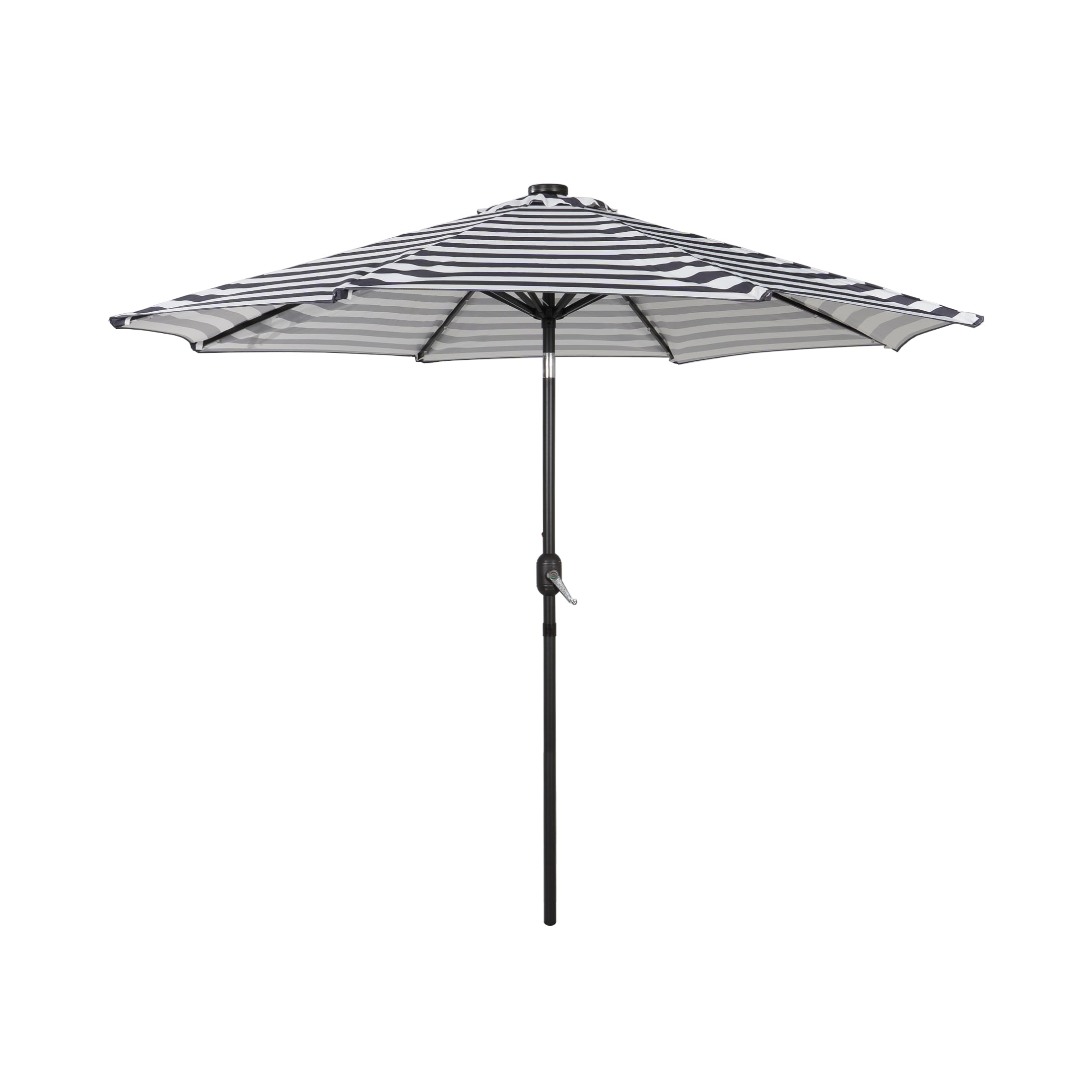 Westin Furniture OS3001-BK/WH 9-Feet Steel Black Push-button Tilt Market Patio Umbrella with Lights and