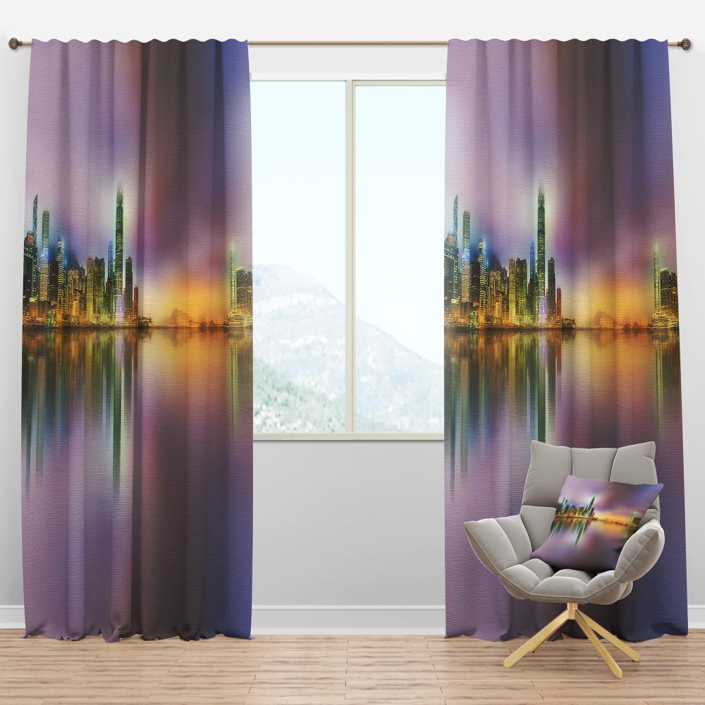 Designart 120-in Purple Polyester Room Darkening Thermal Lined Rod ...