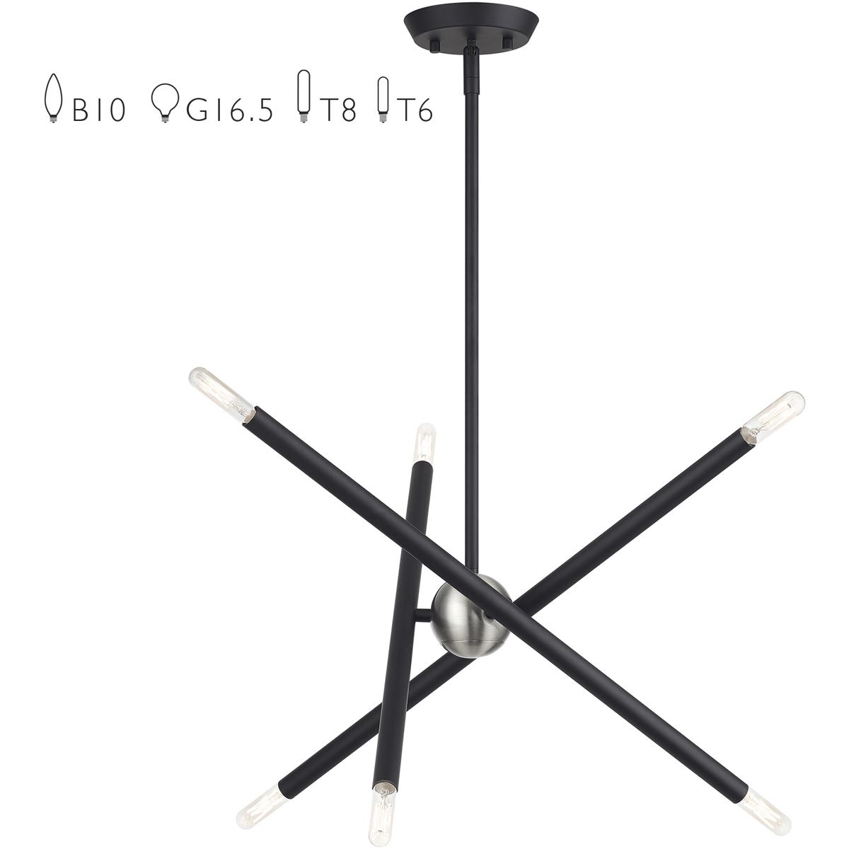 Livex Lighting 2768002 47003-04 Soho 6 Light 20 inch Black Chandelier Ceiling Light