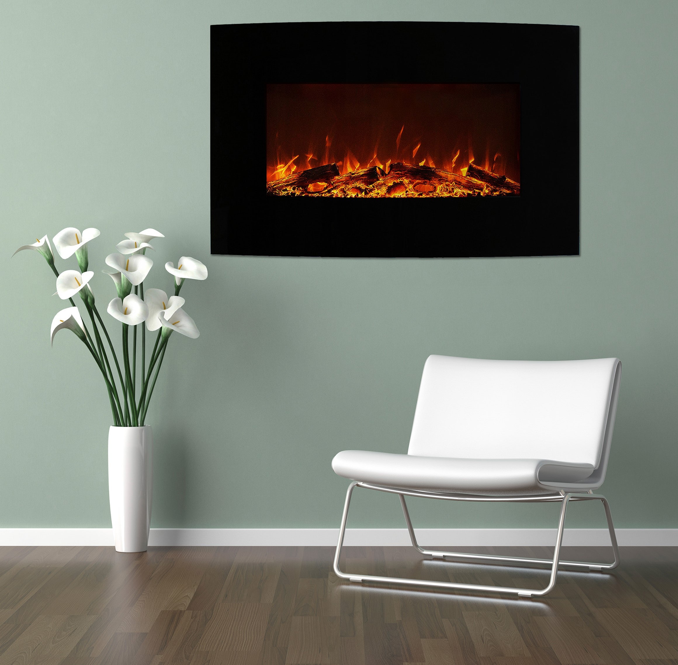 Hastings Home 36-in W Black LED Electric Fireplace 711205NQN Sansujyuku sansujyuku.com