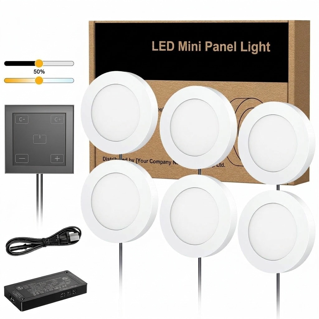 Lukvuzo  6 Pack Ultra Thin Under Cabinet LED Puck Lights Dimmable Touch Control Color Temperature Adjustable 3000K 6000K ETL Plug In Kit