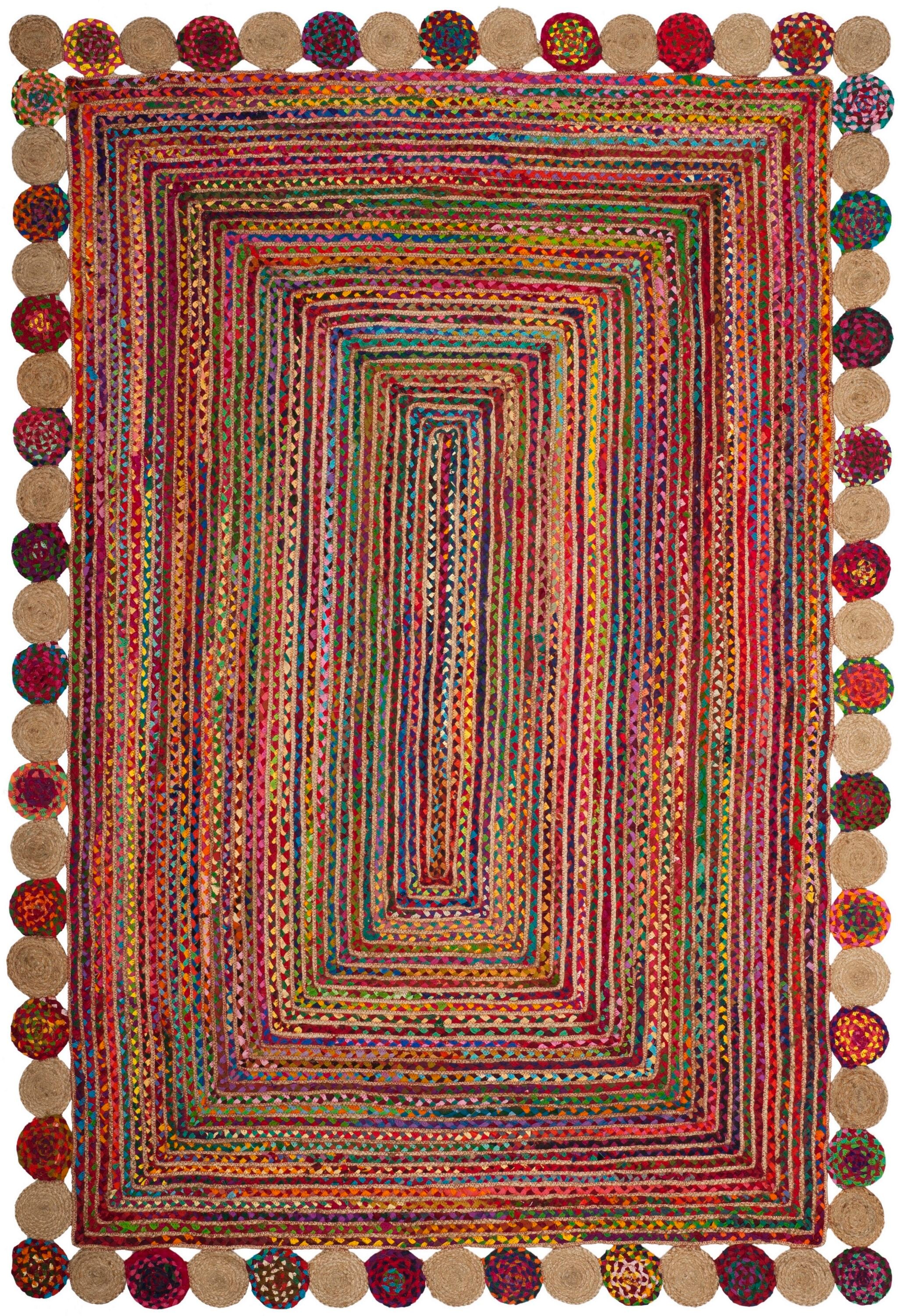 Safavieh CAP201A-4 Cape Cod Nashua 4 x 6 (ft) Jute Red/Multi Rectangular Indoor Abstract Bohemian/Eclectic Area rug