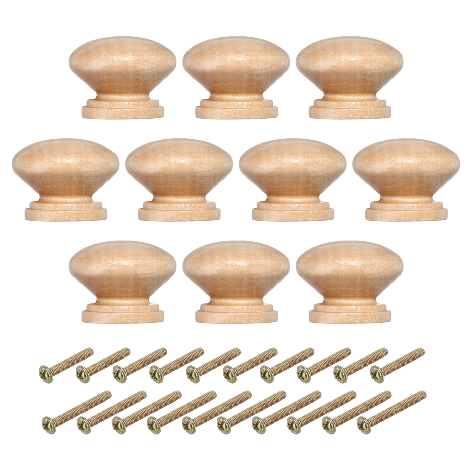 PATIKIL 1-3/8 Inch Cabinet Knobs 10pcs Round Drawer Dresser Knobs Wood Handles Knobs Drawer Pulls with Screws for Kitchen Cupboard Furniture Door Wood Color