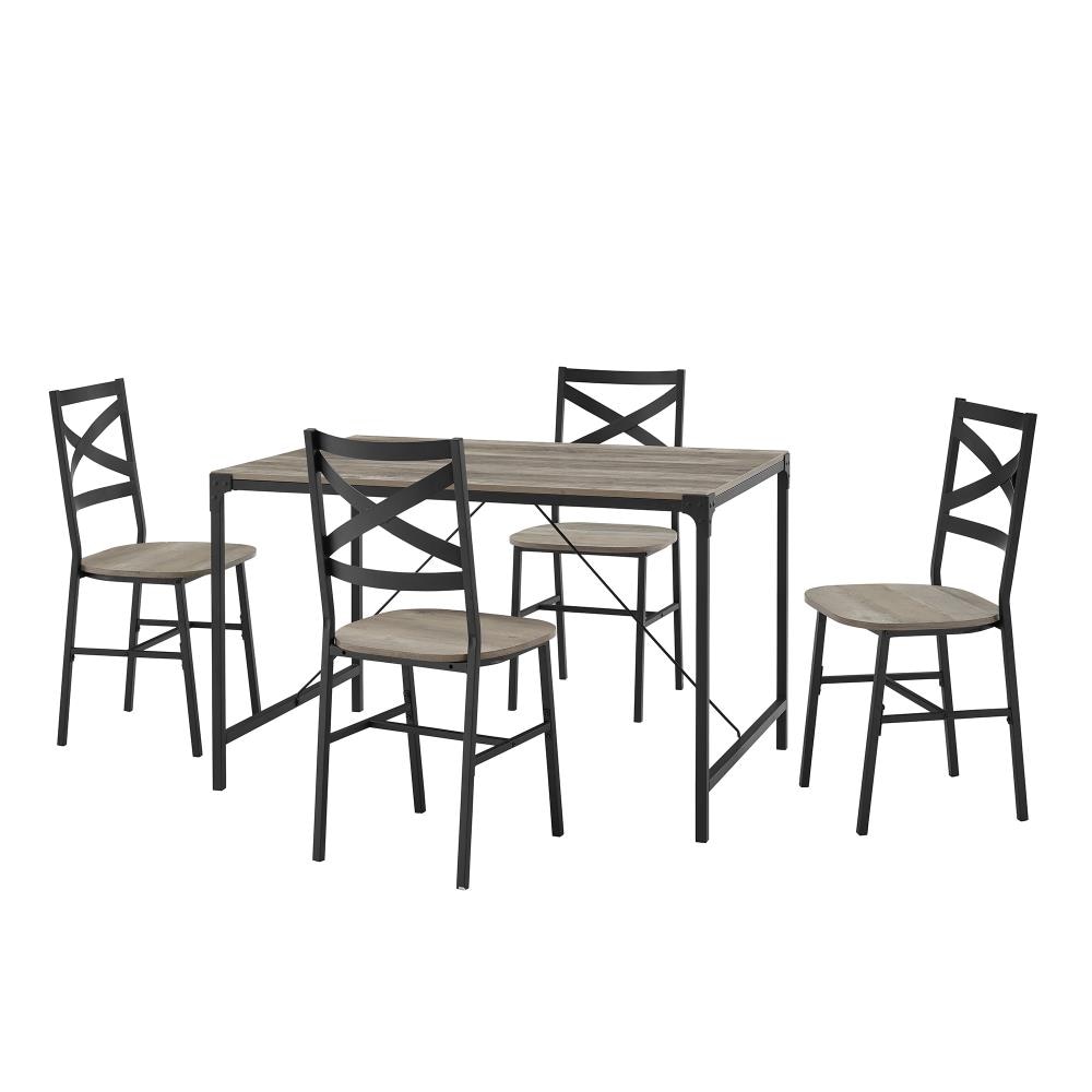 Walker Edison LW48WAIGW Gray Wash Rustic Dining Room Set with Rectangular Table (Seats 4)