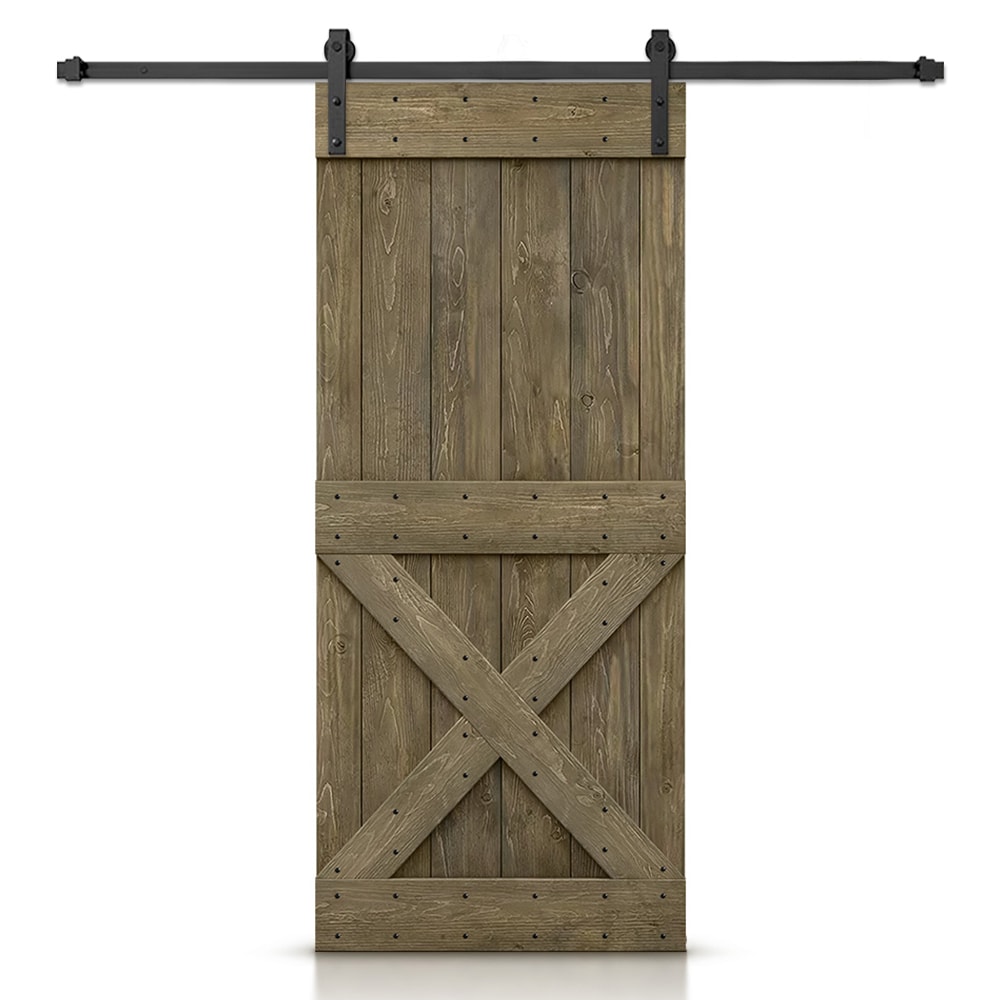 Calhome 40 In X 84 In Aged Barrel Knotty Pine Wood Solid Core Barn Door Hardware Included In