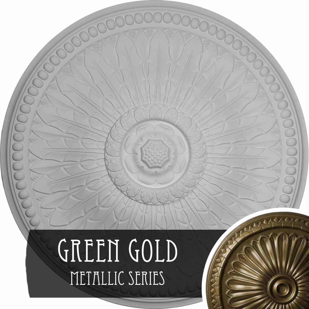 Ekena Millwork CM42SPGGS Springtime 42.5-in W x 42.5-in L Painted Green Gold Polyurethane Whole Ceiling Medallion