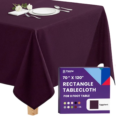 Gee Di Moda Rectangle Tablecloth - 70 x 120 Inch Eggplant Rectangle Table Cloth - Heavy Duty Washable Fabric - for Buffet Table Holiday Party Dinner Wedding and Baby Shower