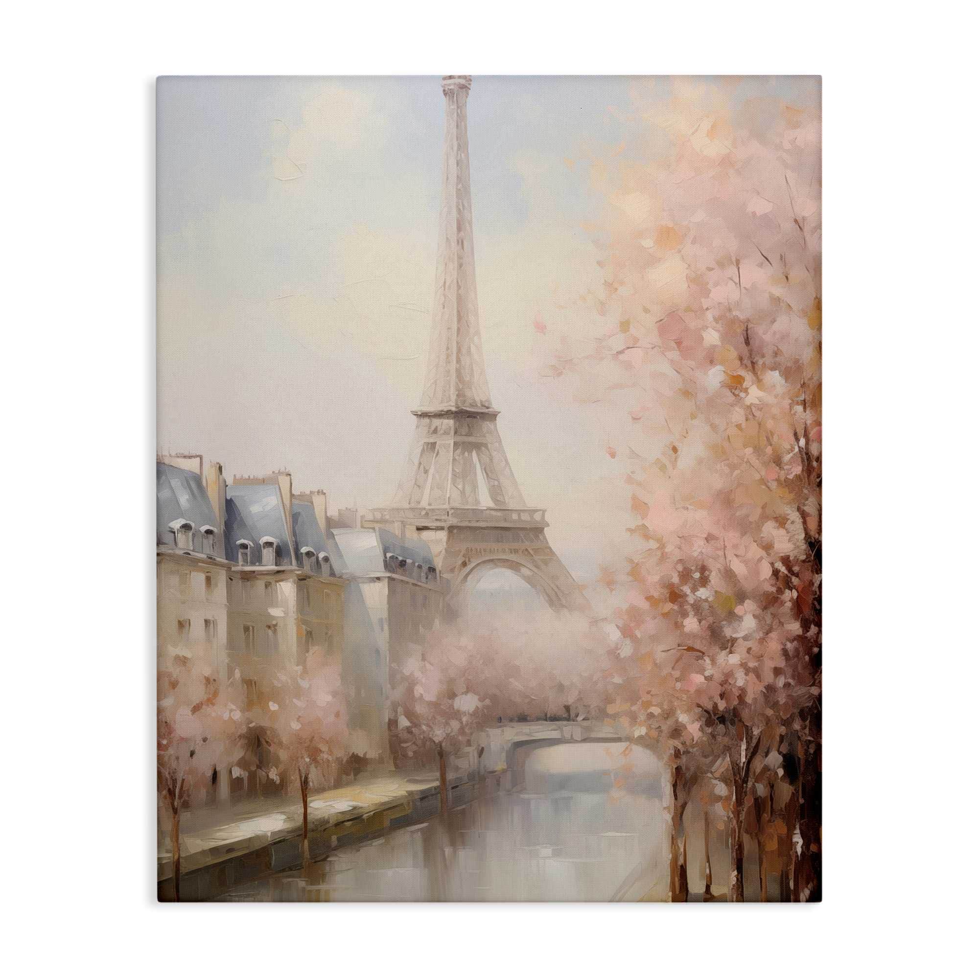 Stupell Industries BT-626-CN-16X20 Soft Eiffel Tower River View Canvas Wall Art By Arlington Prints 16 x 20