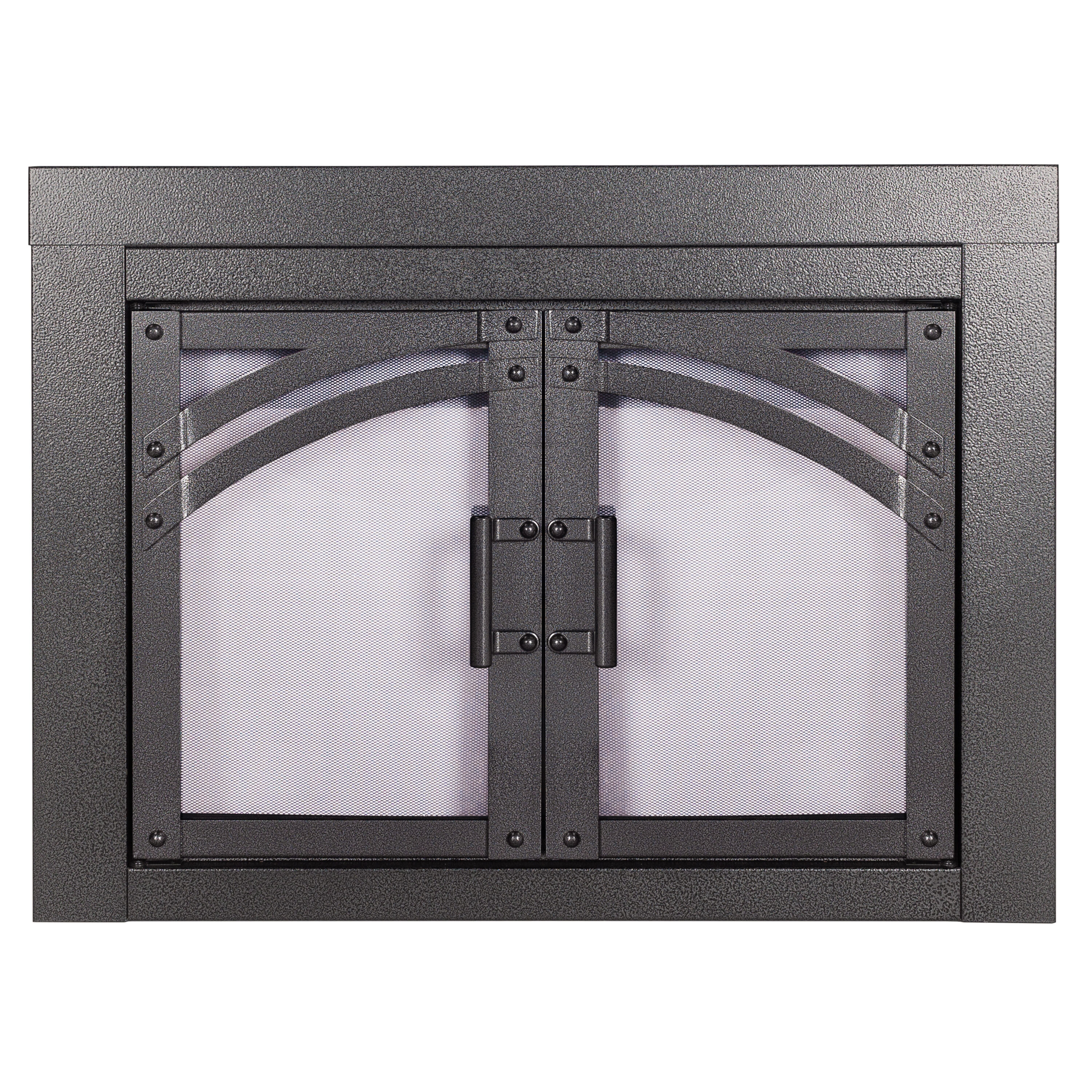 Pleasant Hearth AX-1301 Axel Hammered Black 30-in to 37-in W x 25-1/2-in to 32-1/2-in H (Medium) Cabinet-style Fireplace Doors with Tempered Smoke Glass