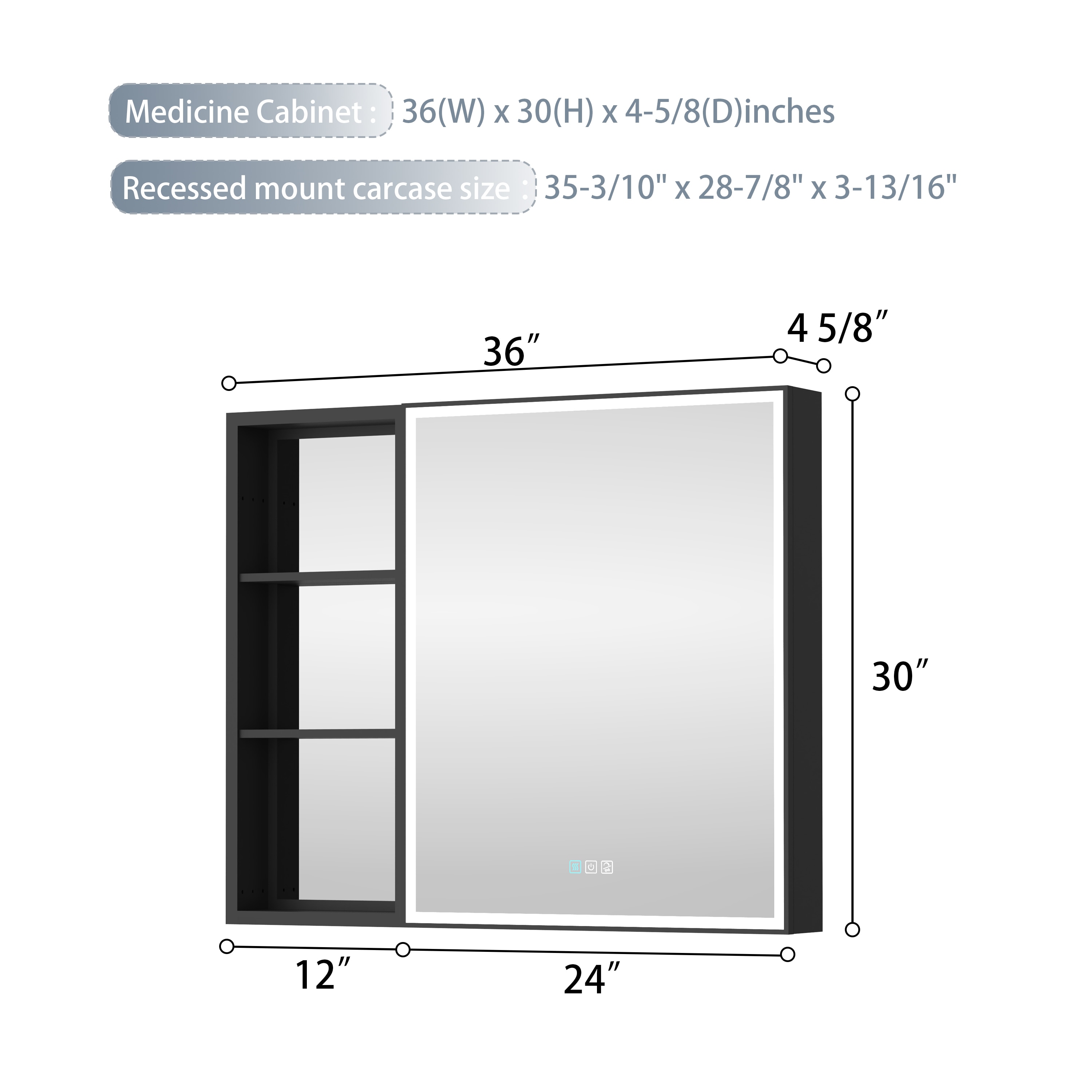 CALVON RC12-2430R-MC Bathroom-Medicine-Cabinets - View #4
