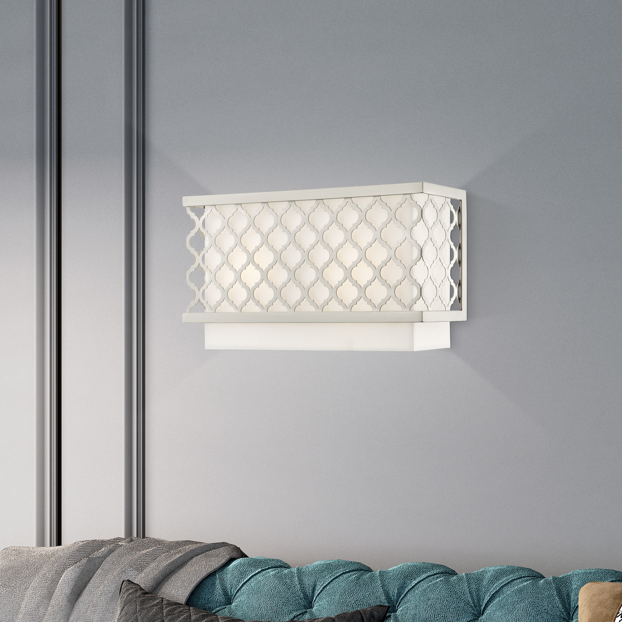 Arabesque Brushed Nickel 2-Light ADA Compliant Wall Sconce