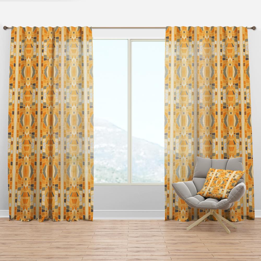 Designart CTN24602-52-84 84-in Yellow Geometric Room Darkening Thermal Lined Rod Pocket Single Curtain Panel