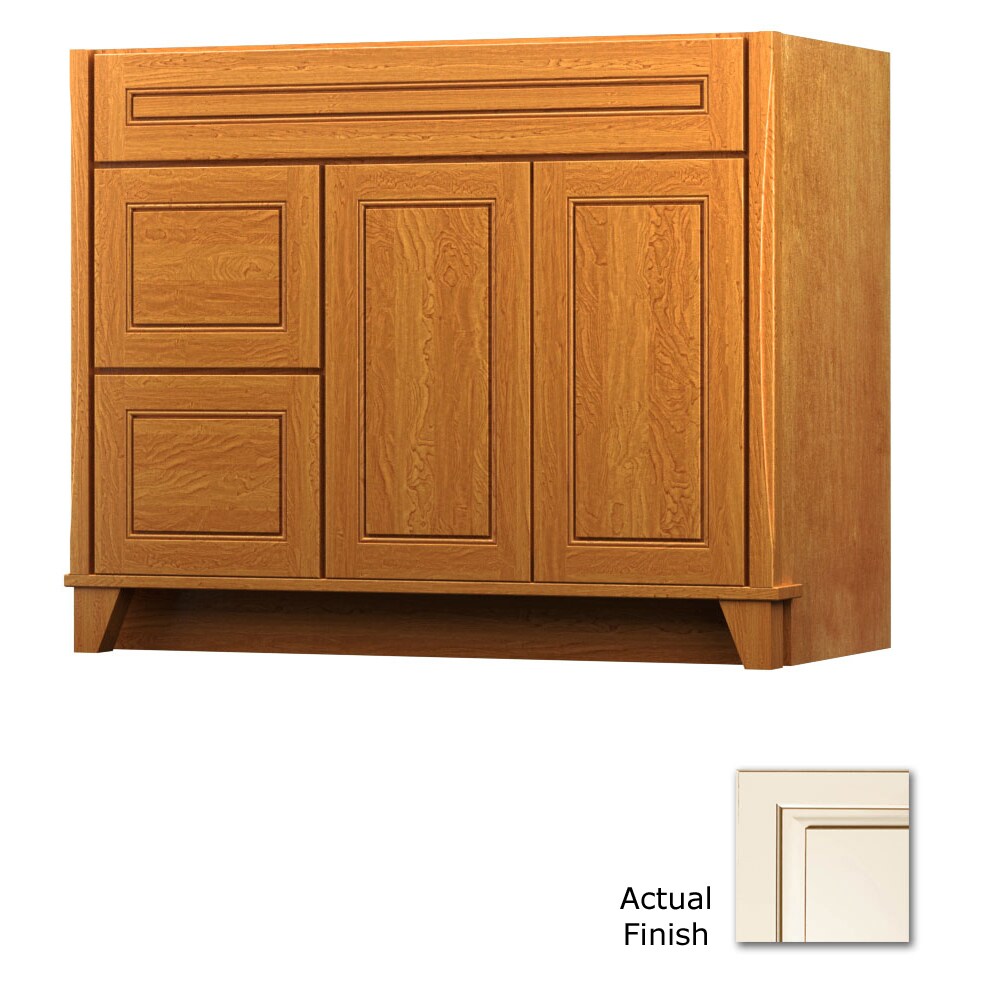 KraftMaid 42 In Canvas With Cocoa Glaze Bathroom Vanity Base Cabinet   00624121 