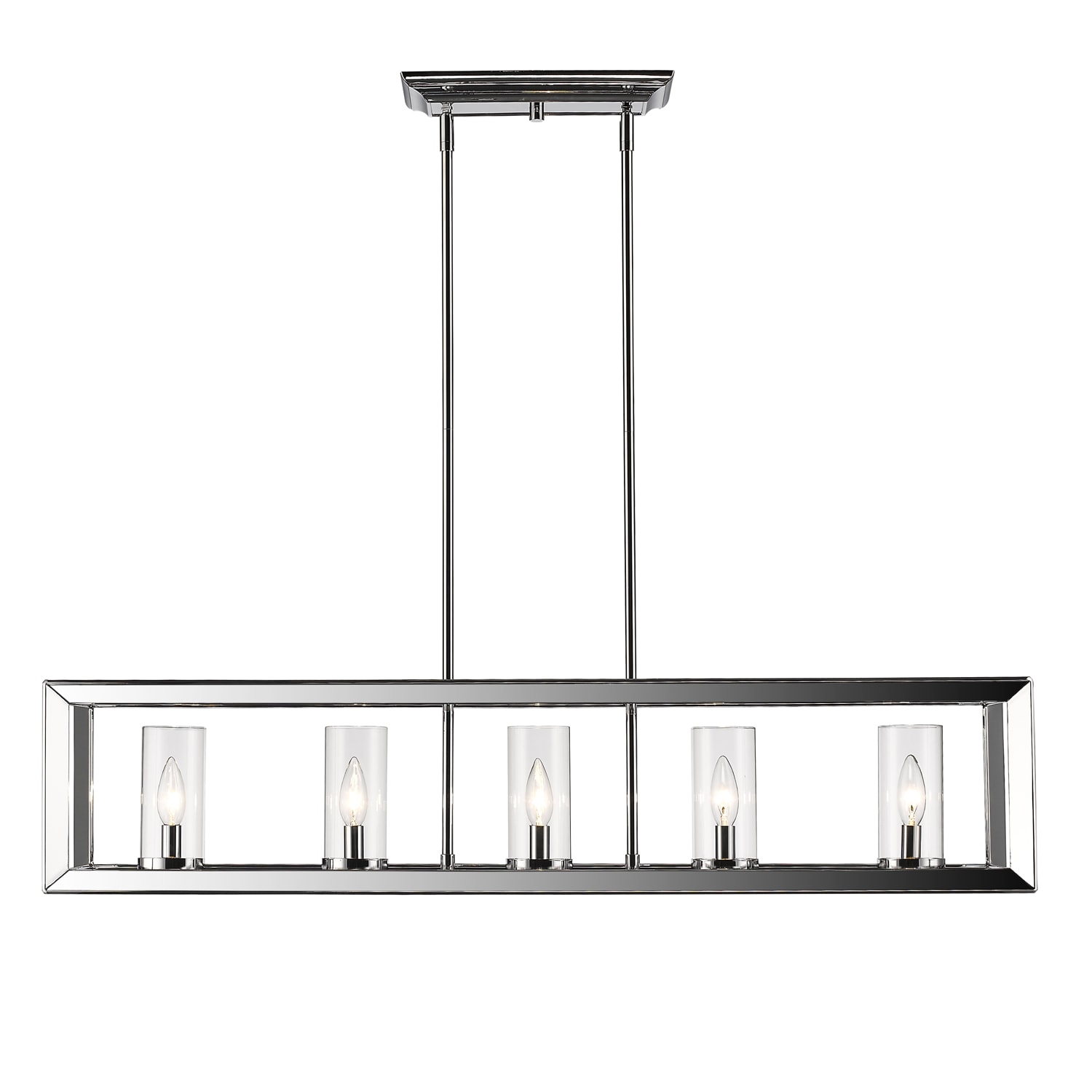 Golden Lighting 2074-LP CH-CLR Smyth 5 -Light Chrome Modern/contemporary Clear glass Linear Large Hanging Kitchen island light