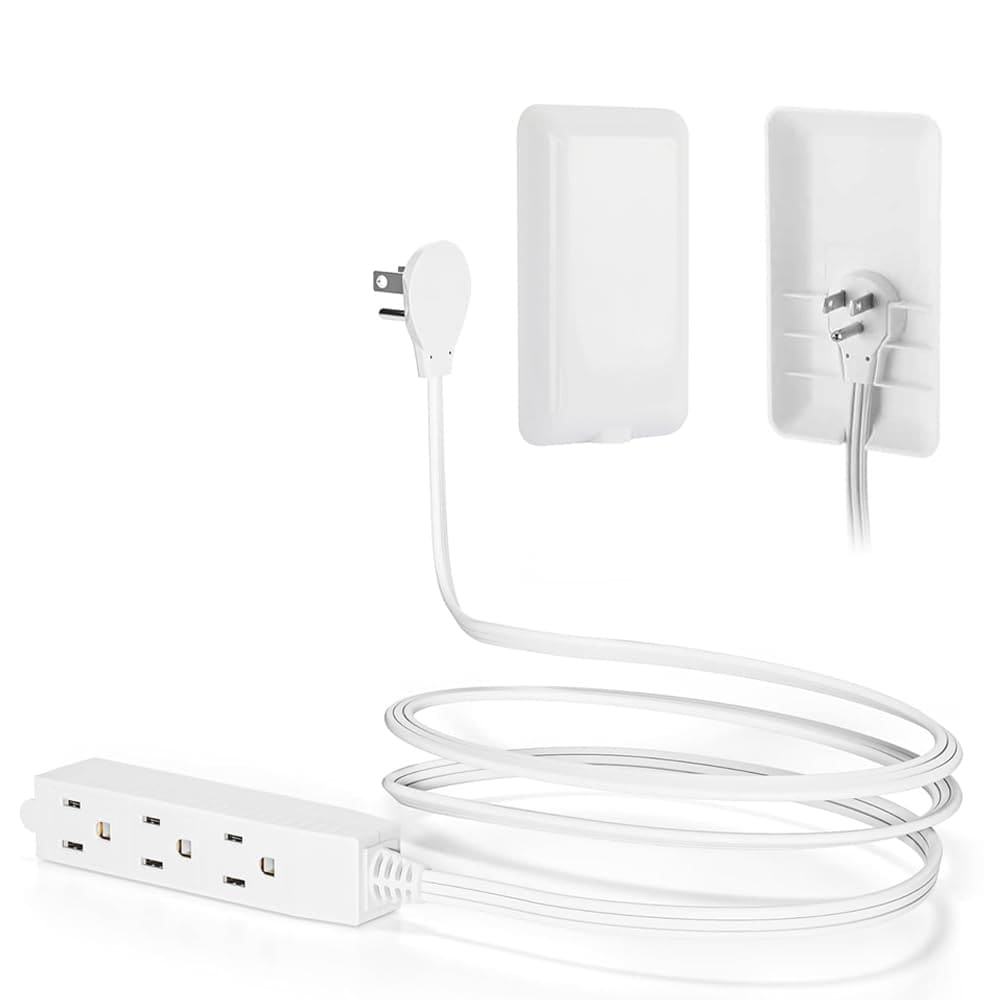 KIWDZFU  Flat Face Outlet Extender Ultra Thin Wall Plate Plug with 3 Outlet Power Strip Childproof 3ft Extension Cord Space Saving for Home