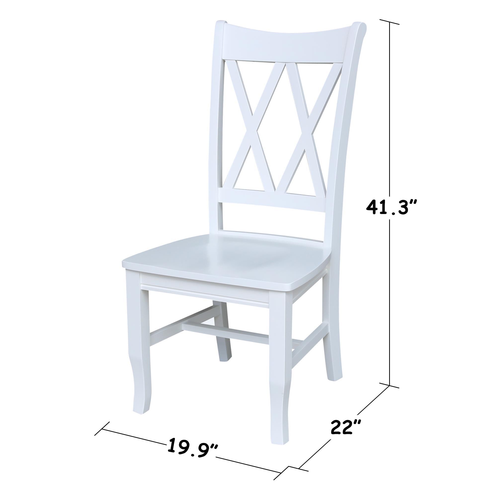 White High Cross Back Wood Side Chair Set