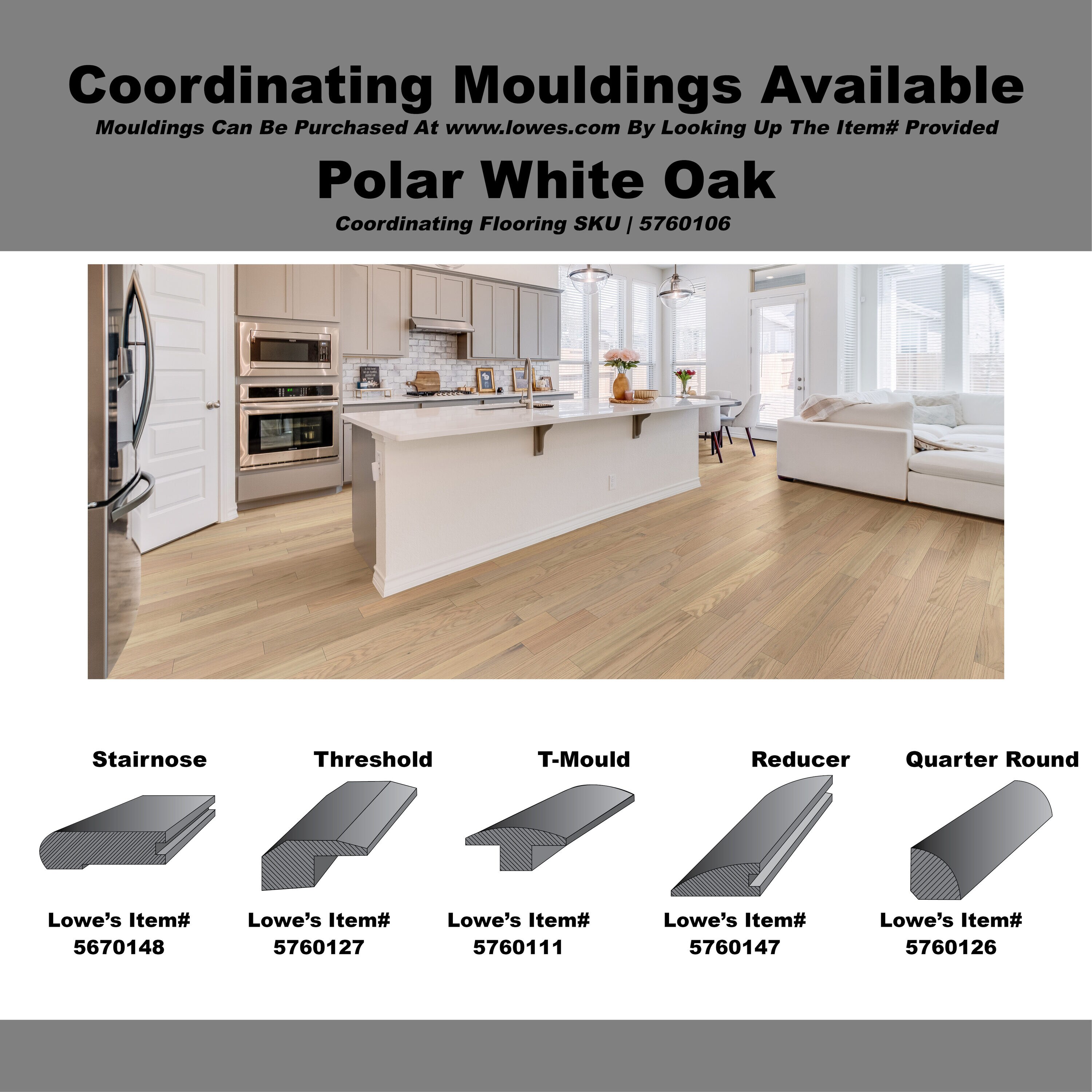 Green Leaf Polar White Oak 5-in W X 3 4-in T X Varying Length Smooth 