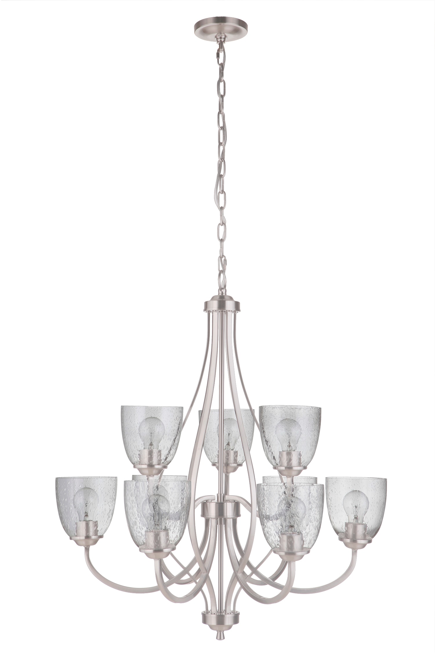 Serene Brushed Polished Nickel 9-Light Transitional Chandelier