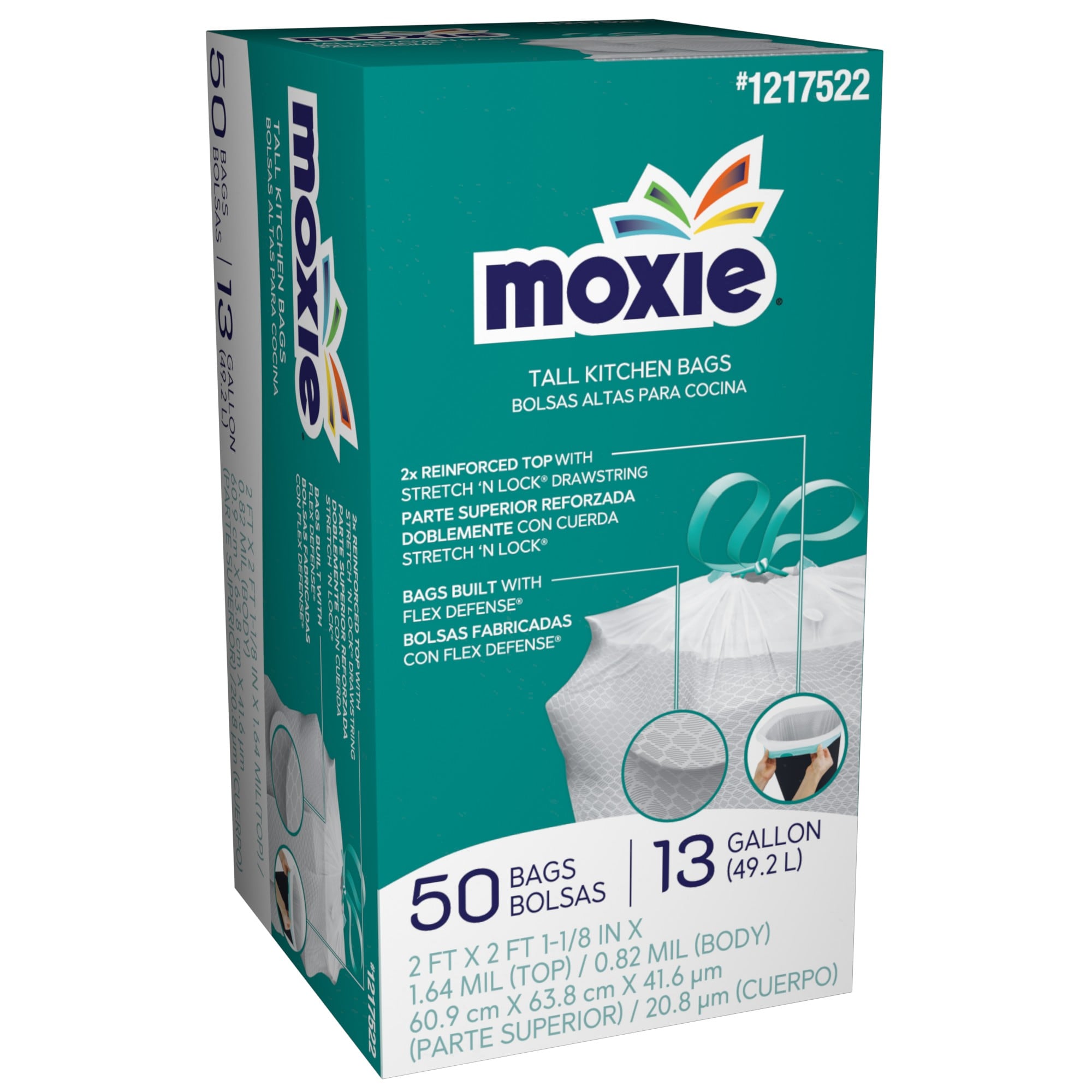 MOXIE LWM13XHF050W-P 13-Gallons Scent free White Indoor Plastic Kitchen Drawstring Trash Bag 50 -Count