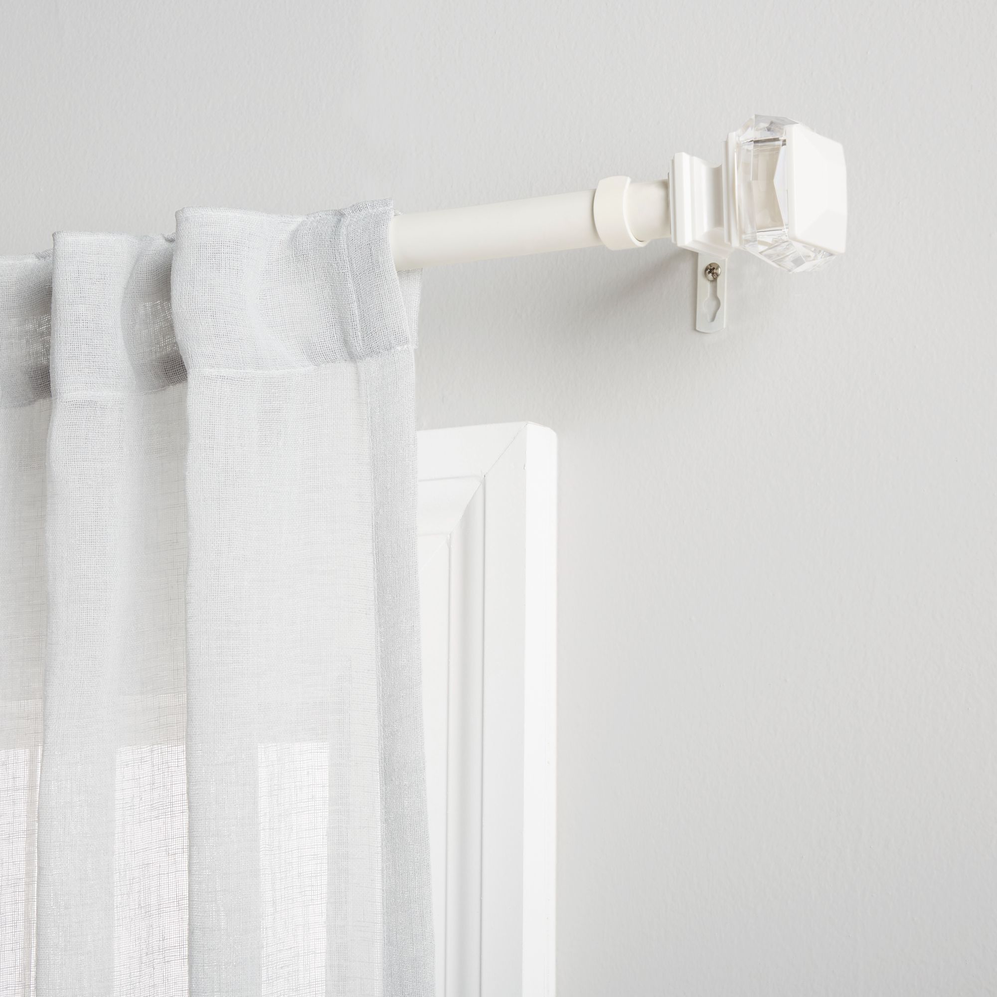 Exclusive Home RD014853DSEHB1 A146 Marquise 66-in to 120-in Matte white Iron Single curtain rod with Finials