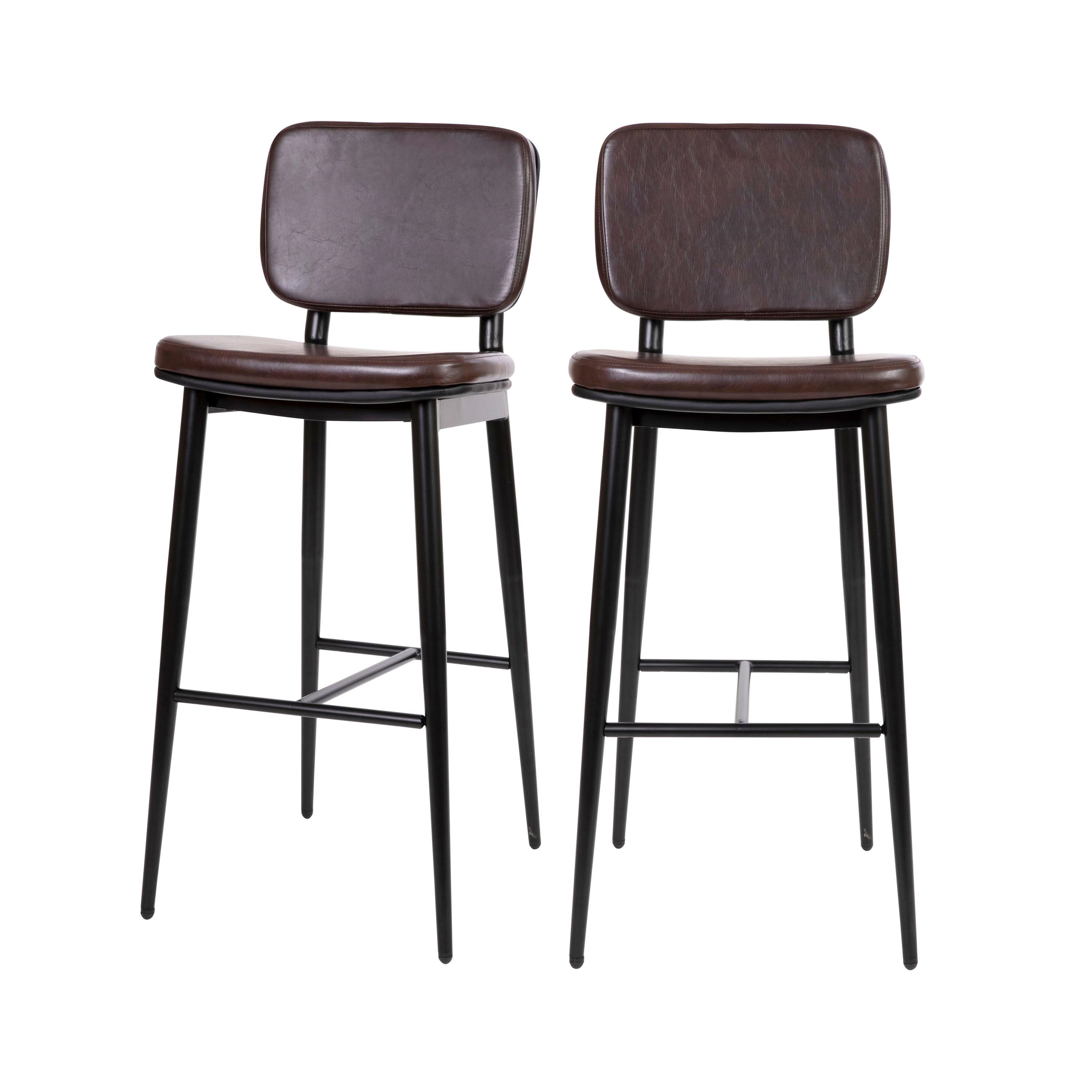 Flash Furniture 840196319018 Kenzie Brown 31.0-Inches H Bar height Square seat Upholstered Metal Bar Stool and Back