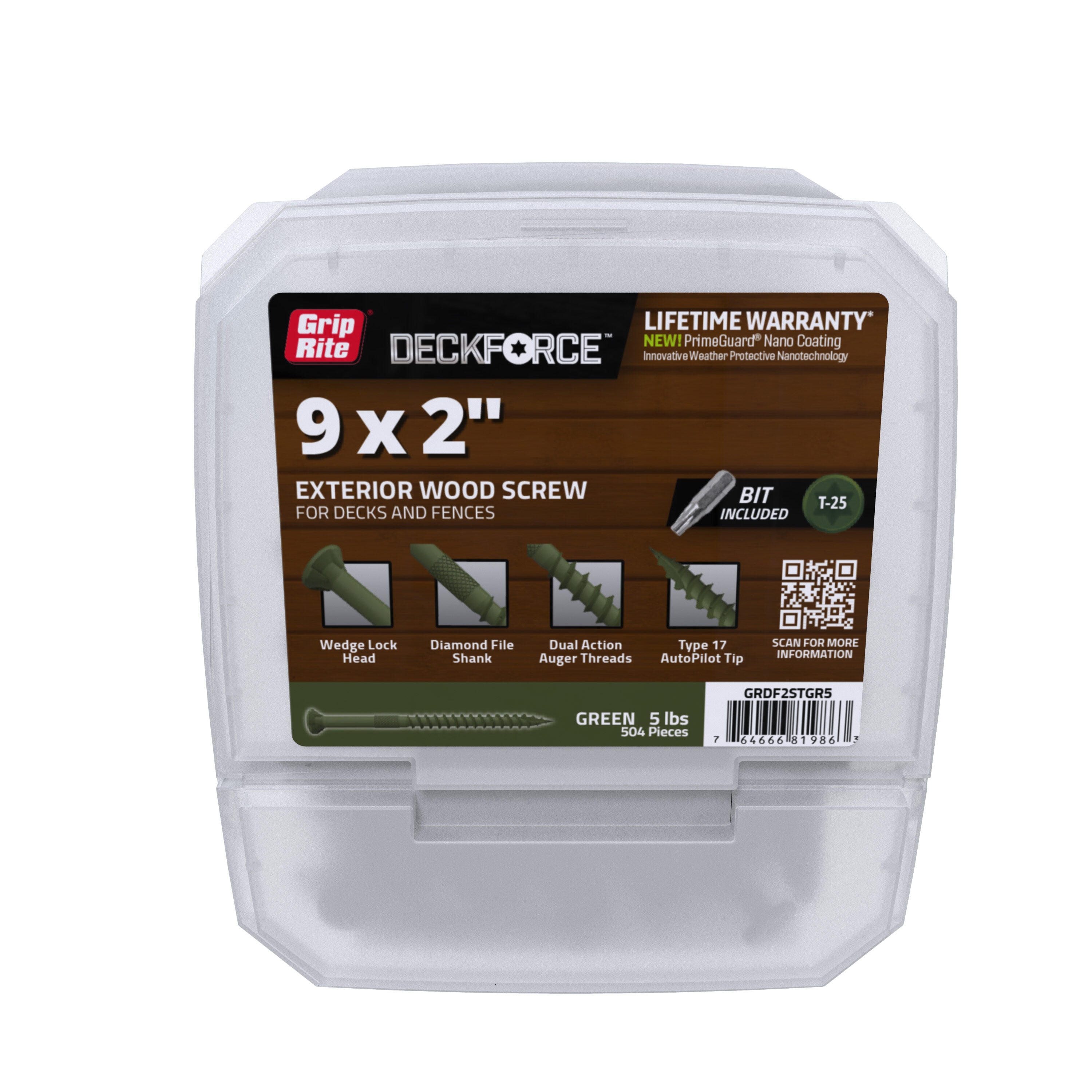 DeckForce by Grip Rite GRDF2STGR5 #9 x 2-in Wood to wood Deck Screws ( 455 -Per Box )