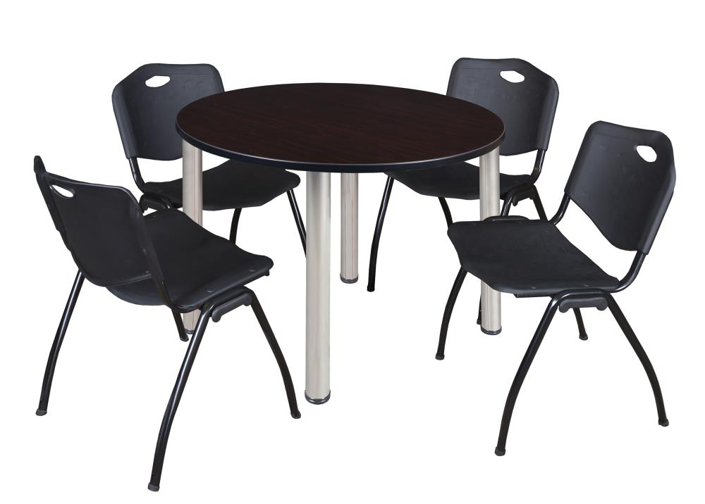 Regency TB48RNDMWBPCM47BK Breakroom Brown 4-Person Training Table (48-in W x 29-in H)