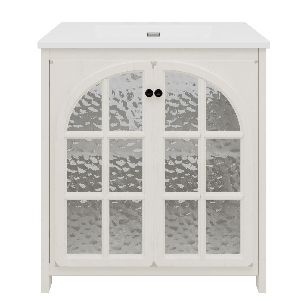 Bathroom Vanities with Tops 30-in White Single Sink Bathroom Vanity with White Ceramic Top