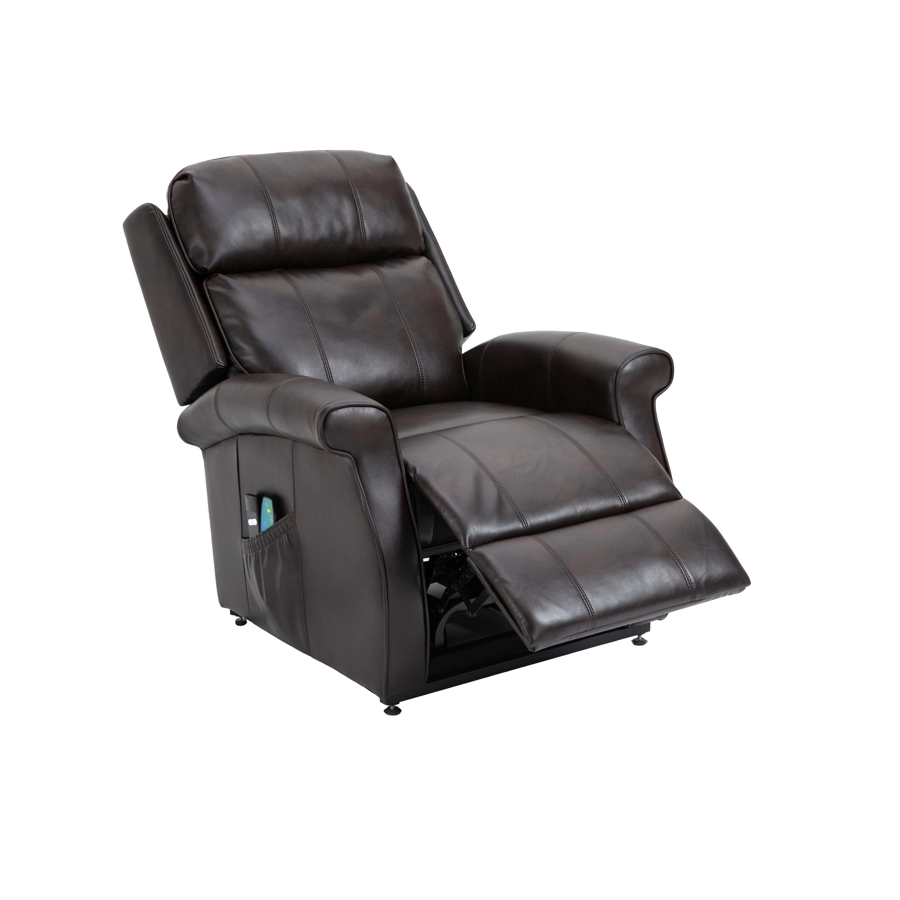 Mondawe Dark Brown Faux Leather Upholstered Powered Reclining Massage 