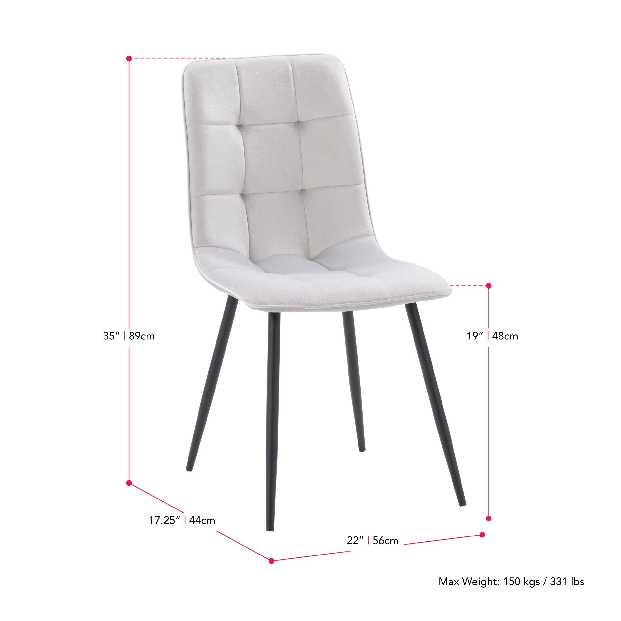 Nash Luxe Velvet Upholstered Side Chair with Black Metal Legs