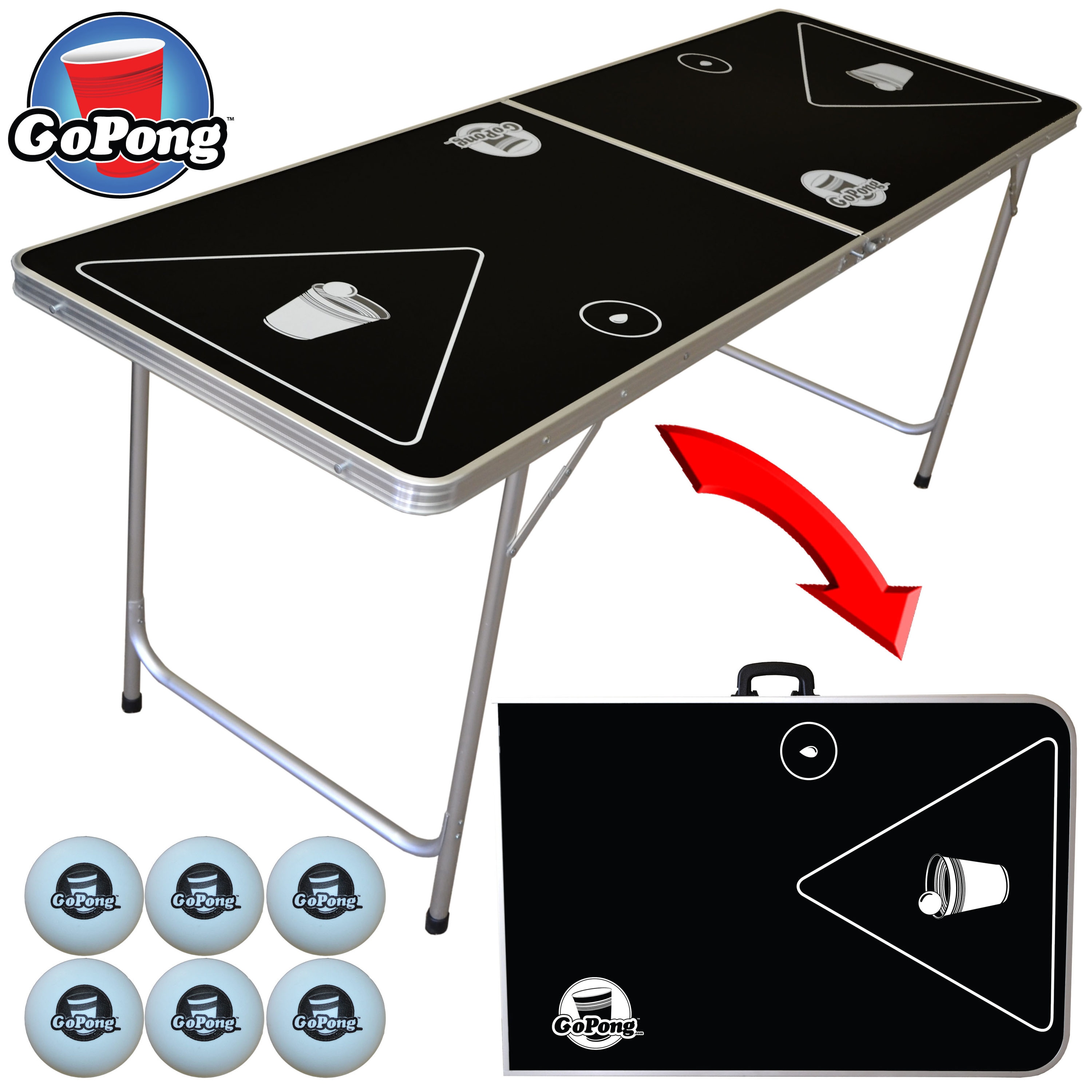  Vegas Poker Portable Beer Pong Table with Holes : Sports &  Outdoors