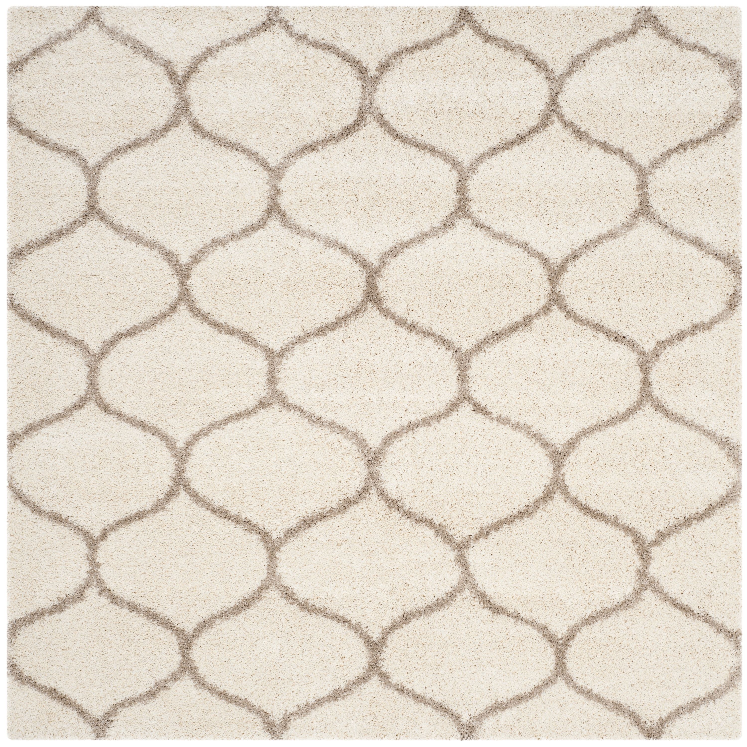 Safavieh SGH280D-7SQ Hudson Hathaway Shag 7 x 7 (ft) Loomed Polypropylene Ivory/Beige Square Indoor Trellis Area rug
