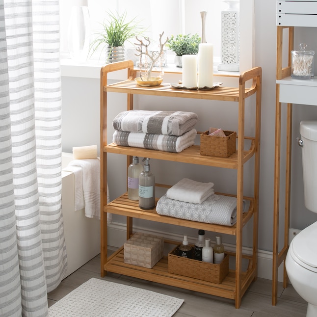 4 Tier Wood Freestanding Bathroom Shelf, Ikea Bathroom Shelf Unit