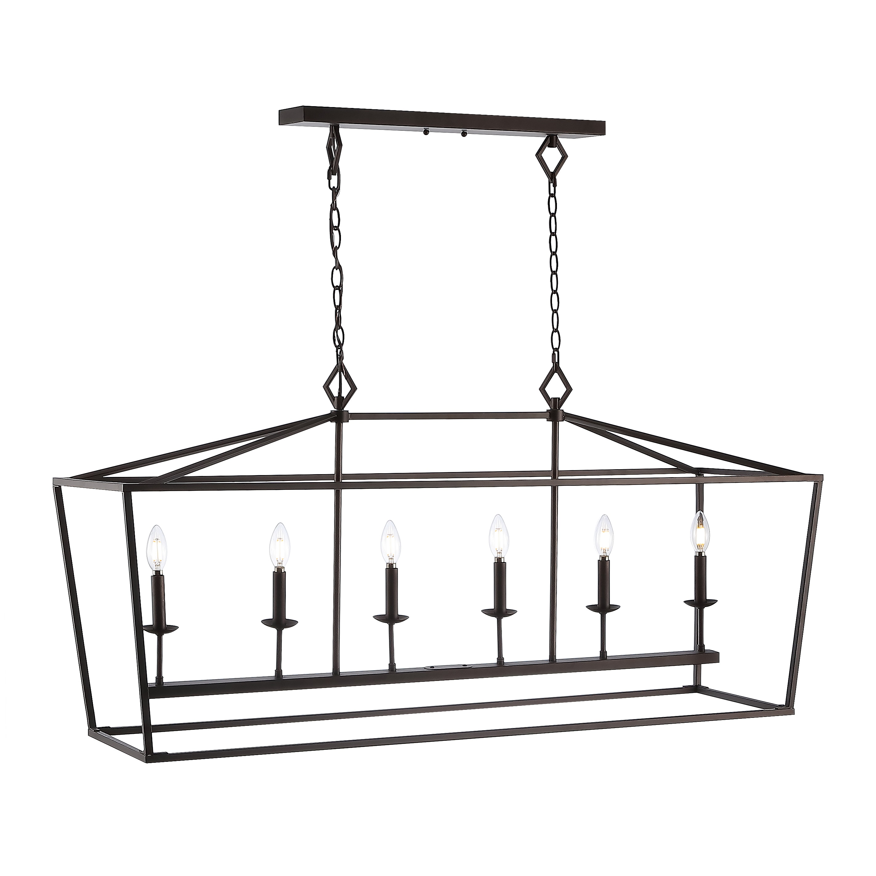 Contemporary Prener 6-Light Industrial Pendant in Oil-Rubbed Bronze Black