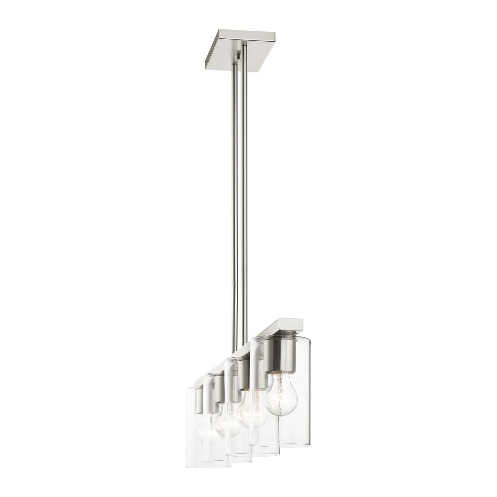 Brushed Nickel 4-Light Crystal Chandelier with Clear Glass