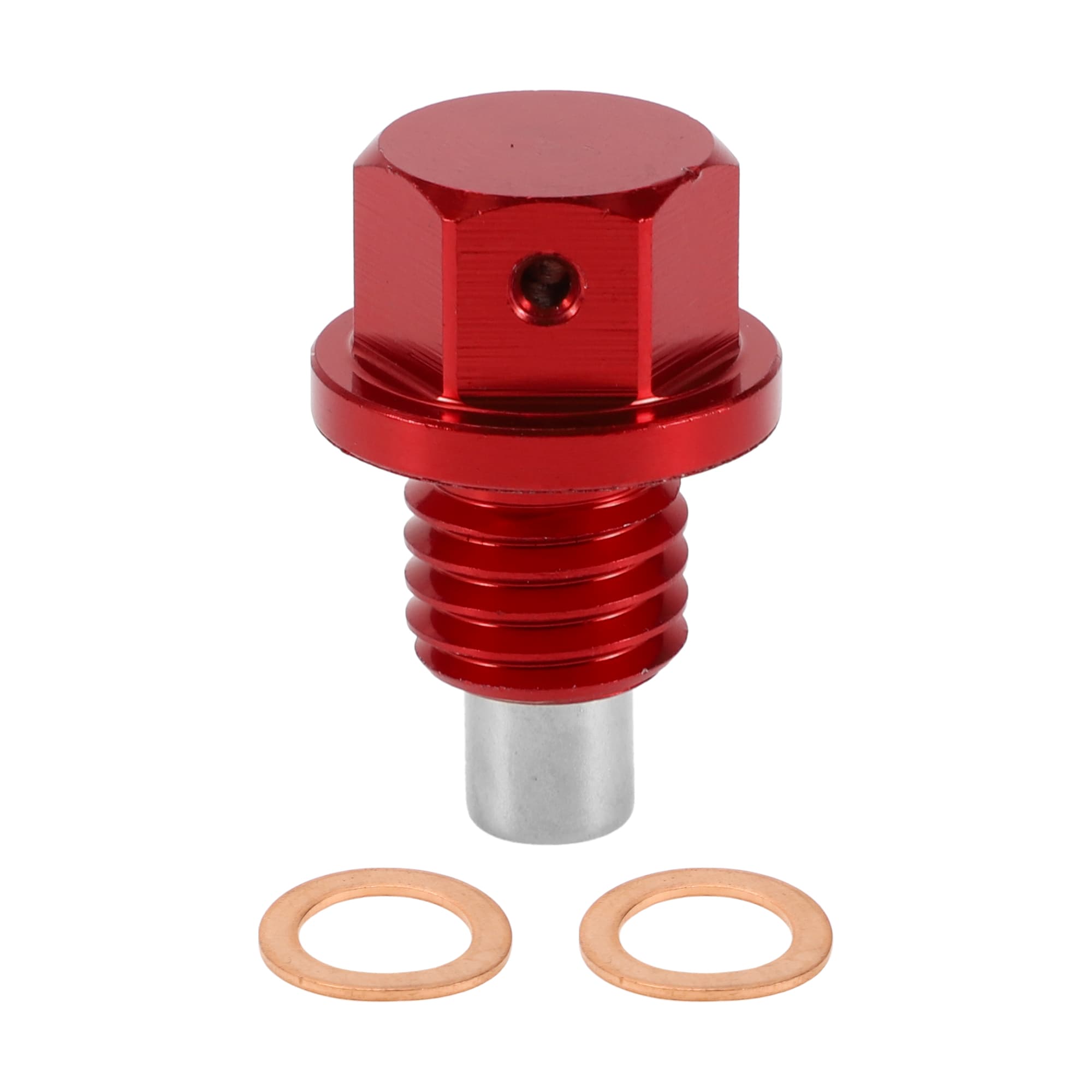 Unique Bargains 1set Universal Oil Drain Plug Anti Leakage Oil Pan Drain Bolt Screw Thread Repair with Gasket Magnetic Red Aluminum Alloy Copper M12x1.75