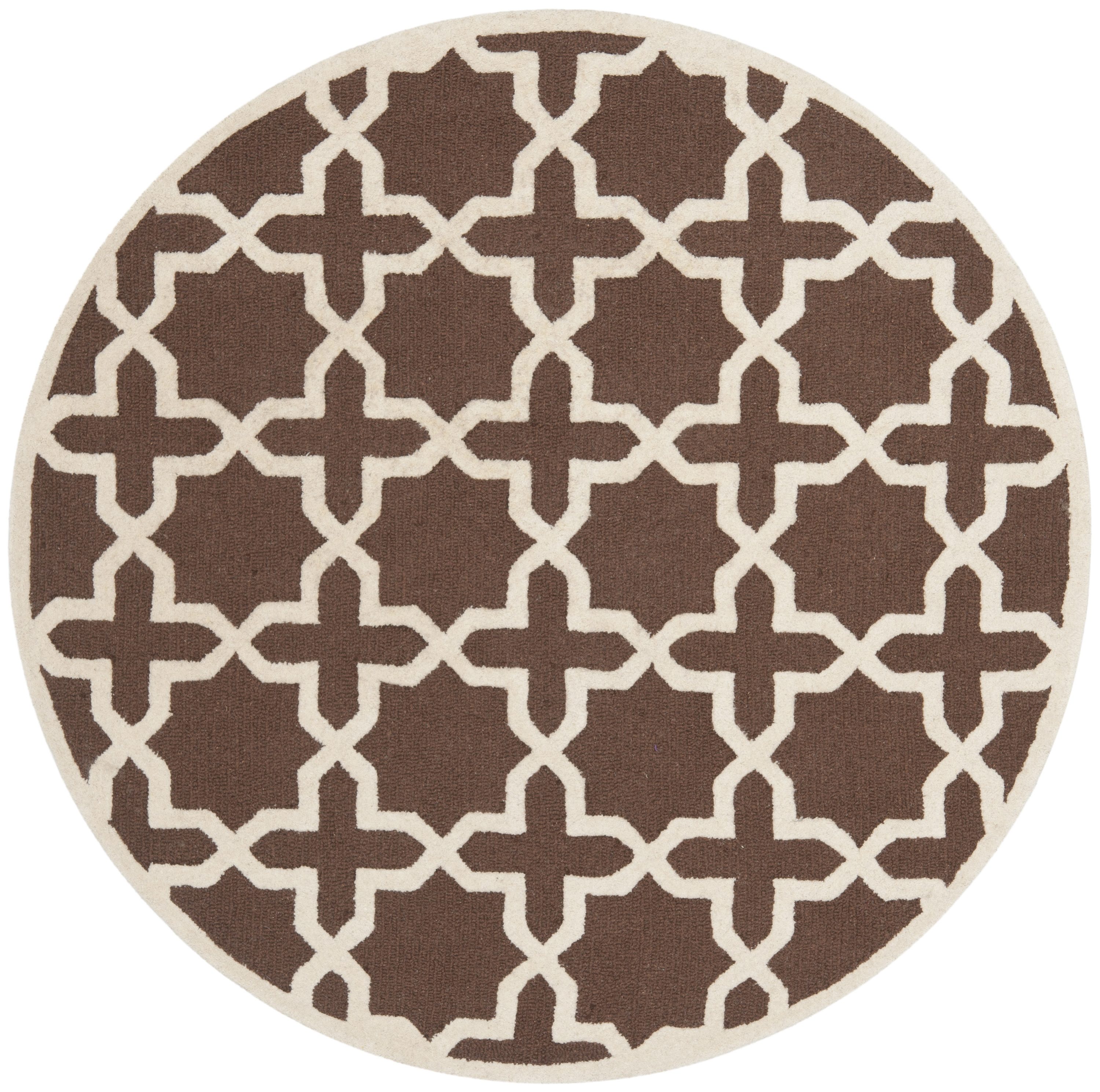 Safavieh CAM125H-6R Cambridge Marakesh 6 x 6 (ft) Tufted Wool Dark Brown/Ivory Round Indoor Abstract Area rug